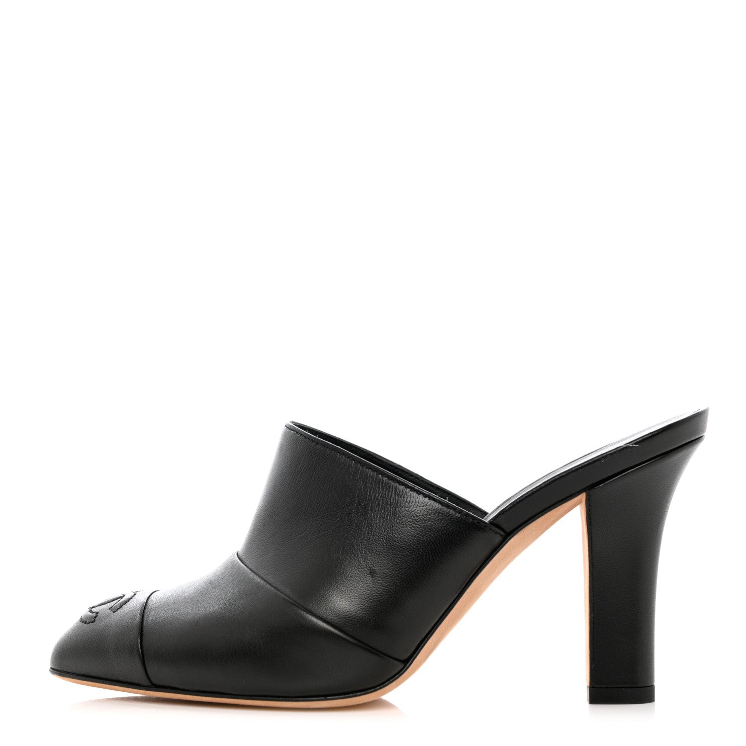 Chanel Lambskin Cap Toe CC Mules Black 1189707 โ FASHIONPHILE