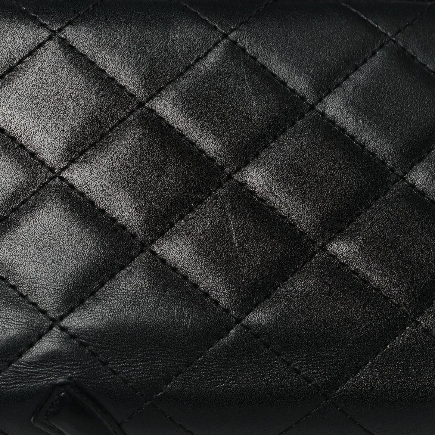 Calfskin Quilted Cambon Yen Wallet Black