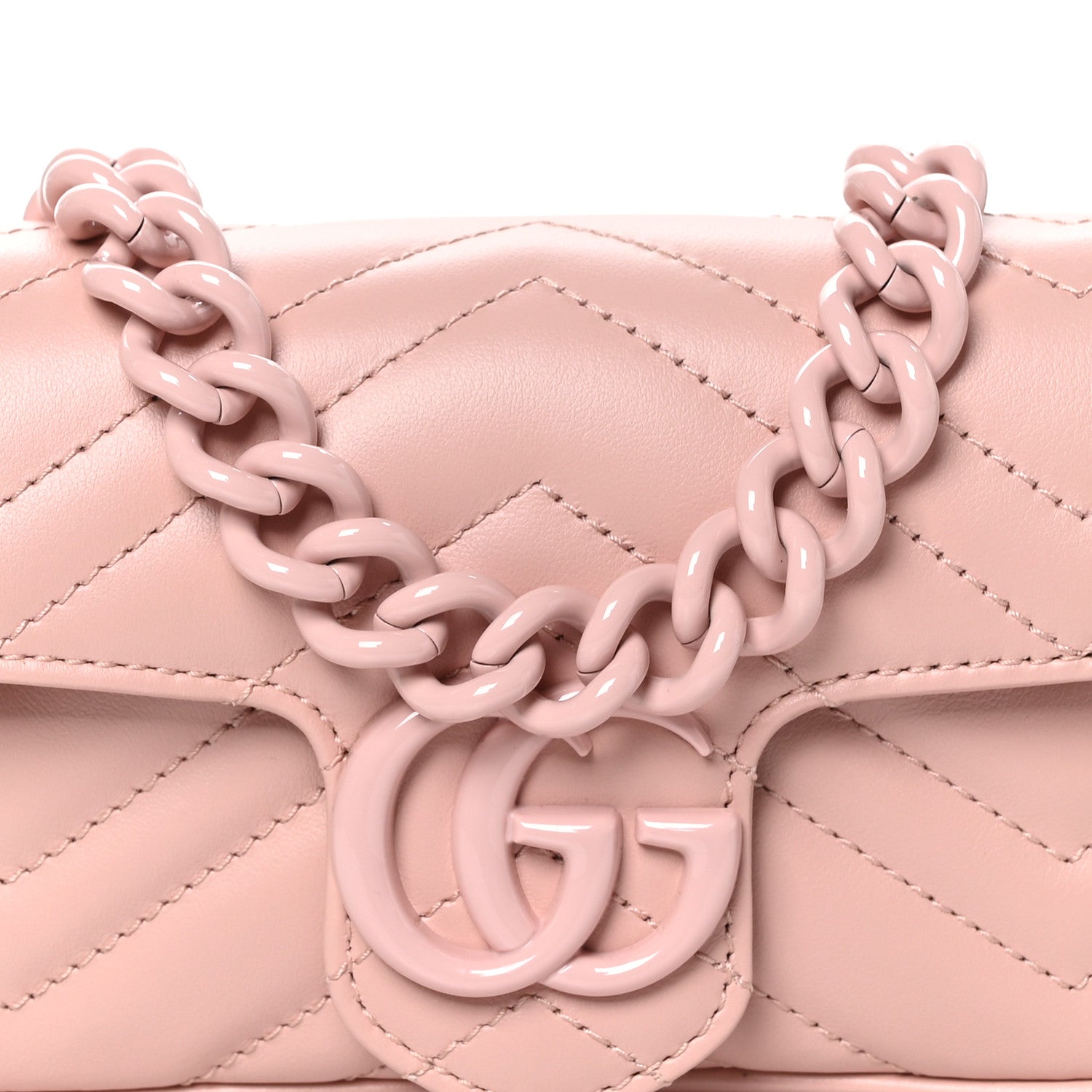 Gucci Calfskin Matelasse Monochrome GG Marmont Chain Belt Bag Perfect Pink 8 of 11