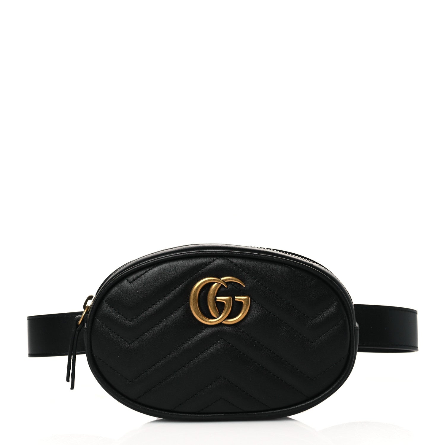 Gucci Calfskin Matelasse GG Marmont Belt Bag 85 34 Black 1 of 10