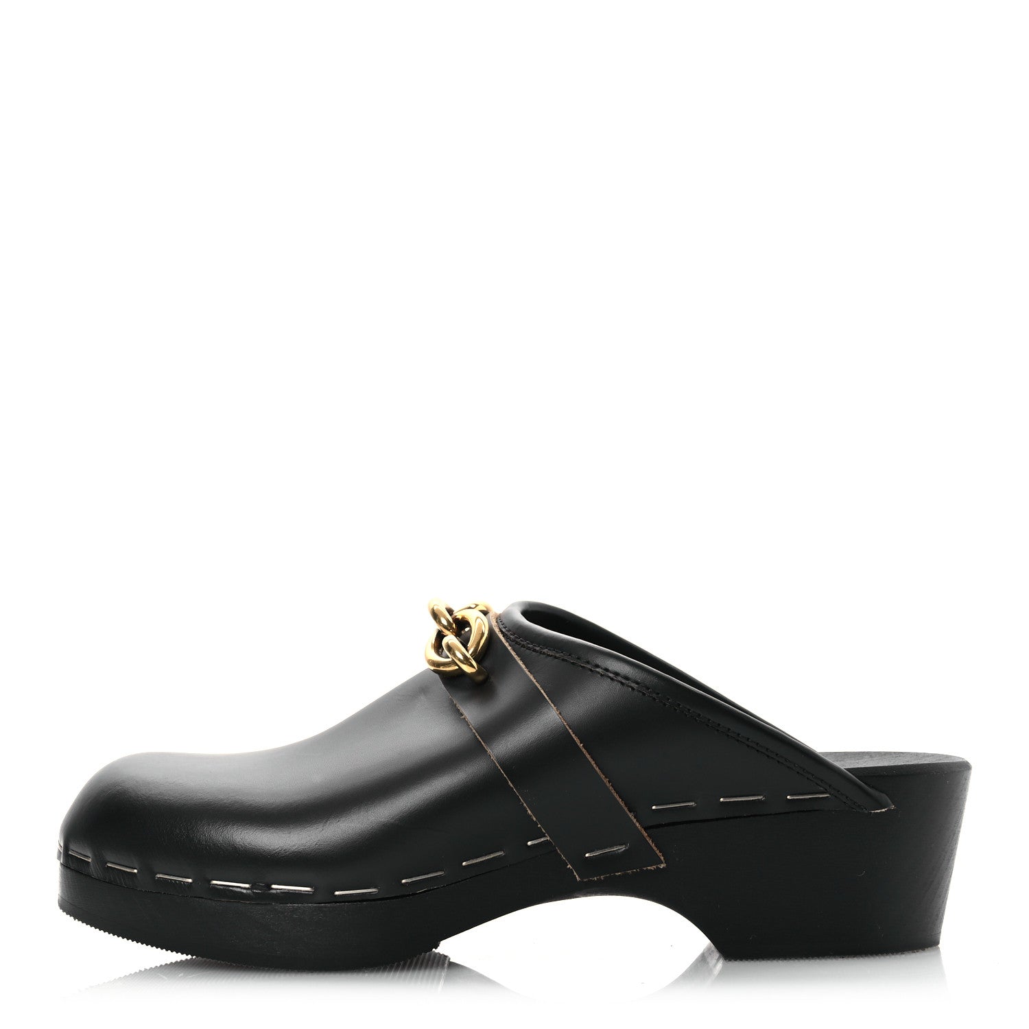 Saint Laurent Smooth Calfskin Le Maillon Clogs 39.5 Black 1 of 9