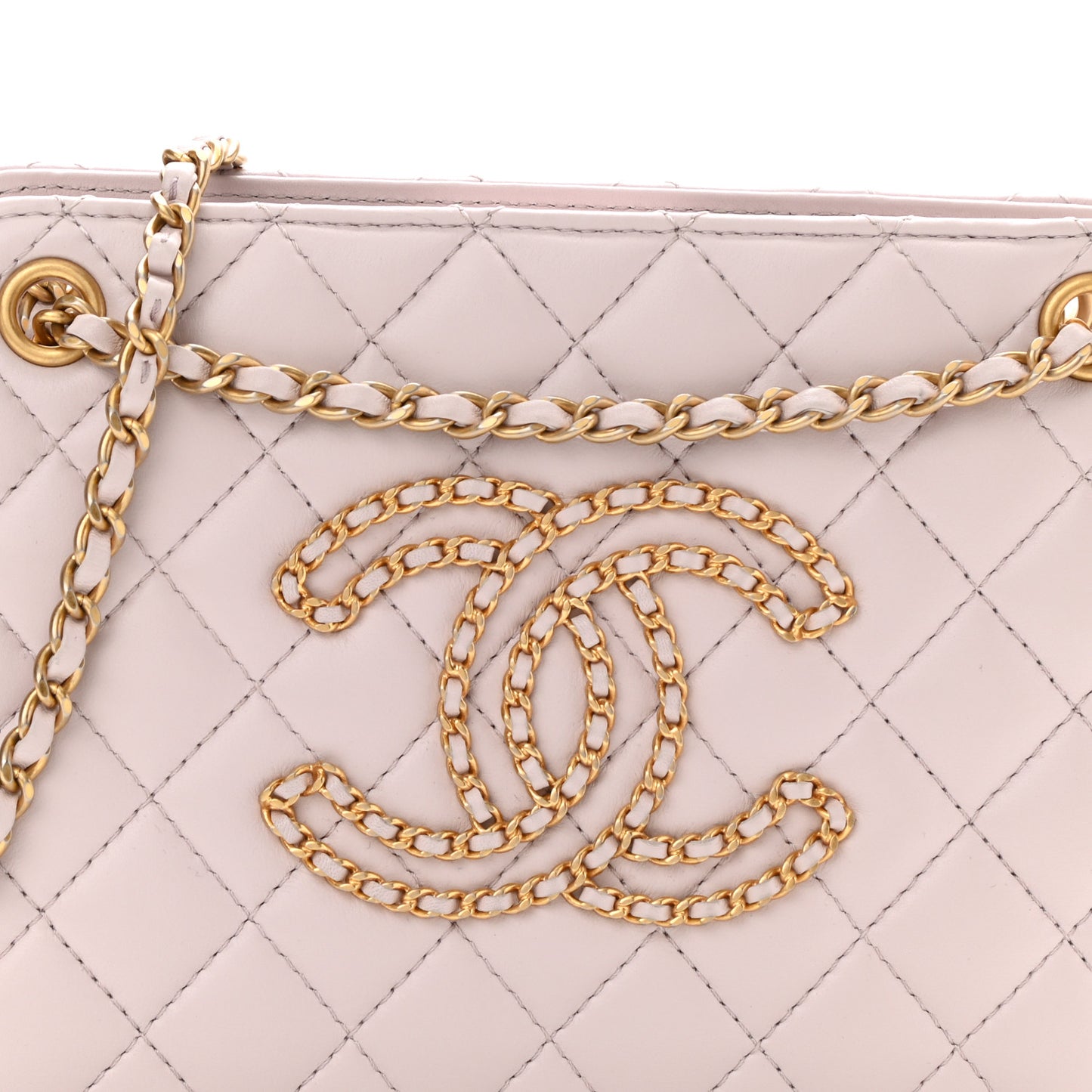 Calfskin Quilted Small CC Chain Accordion Tote Light Pink