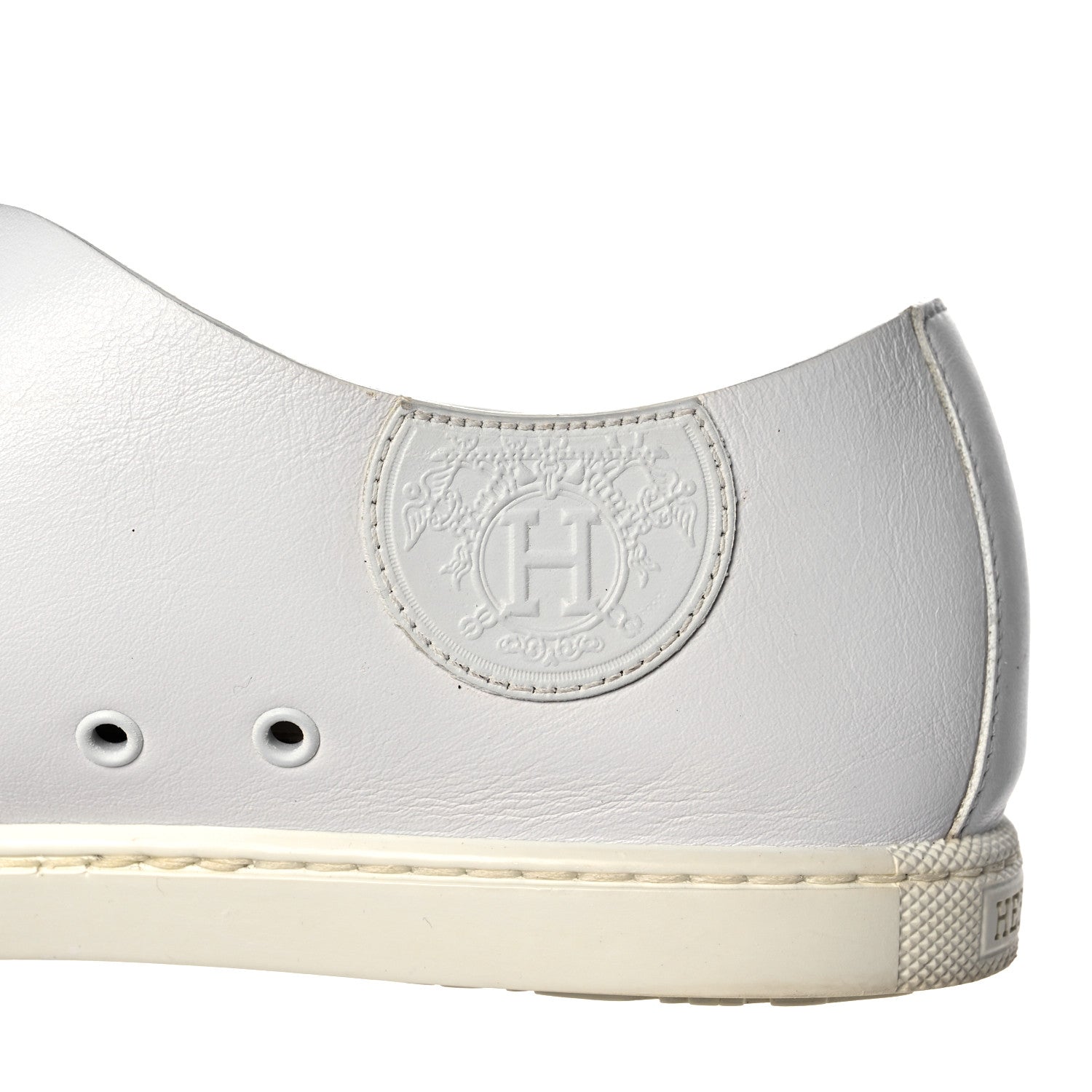 Hermes Lambskin Mens Lace Up Sneakers 41 White 9 of 12