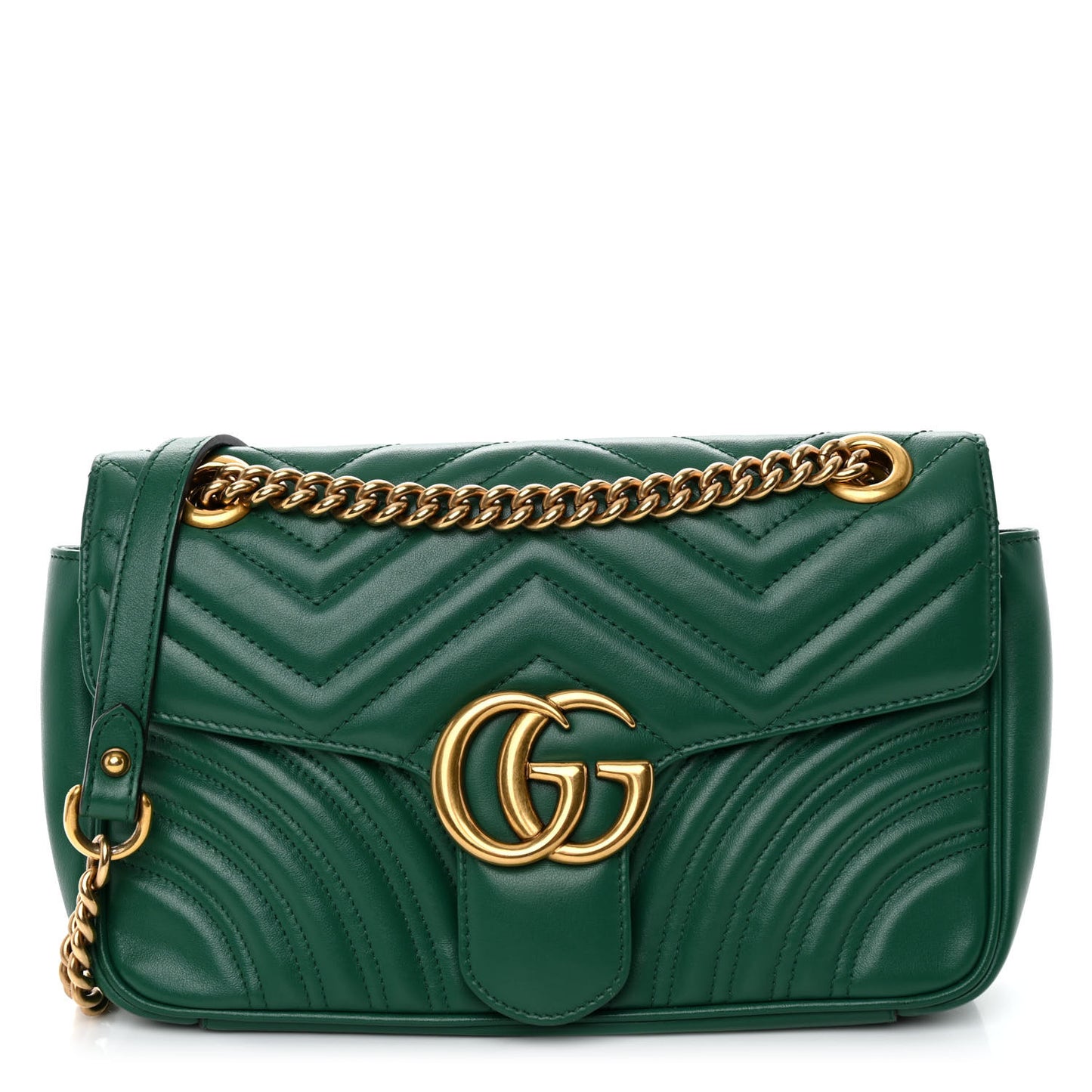 Calfskin Matelasse Small GG Marmont Shoulder Bag Emerald Green