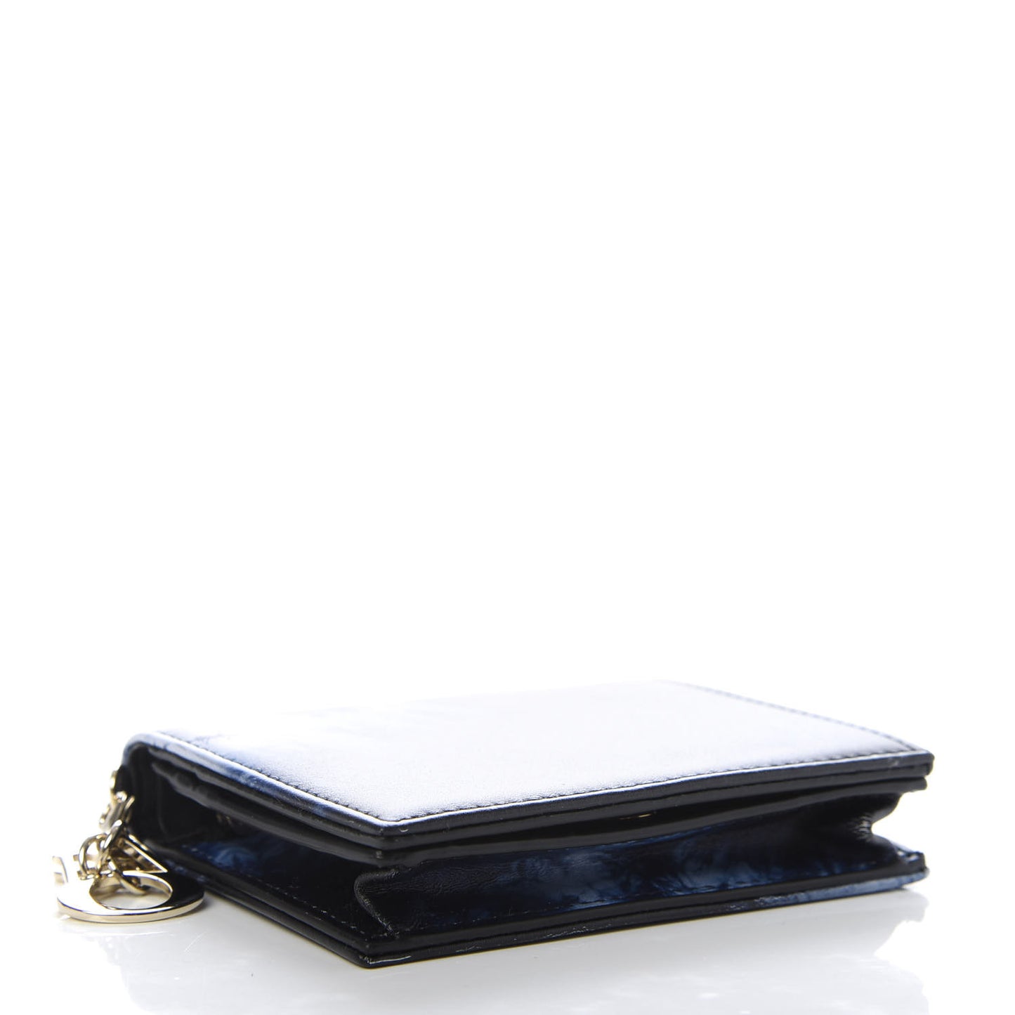 Calfskin Tie Mini Lady Dior Wallet Blue Multicolor