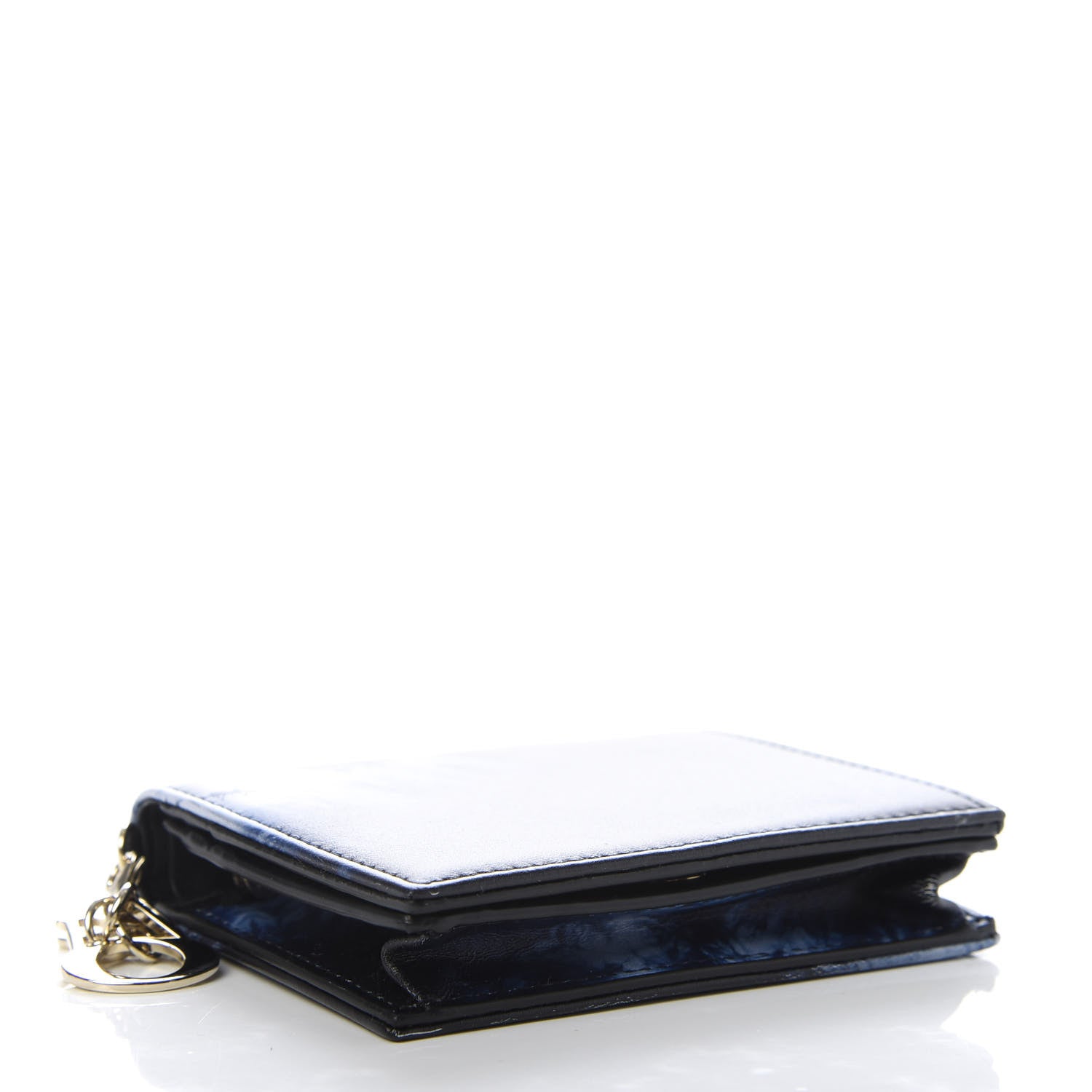 Christian Dior Calfskin Tie Mini Lady Dior Wallet Blue Multicolor 4 of 8