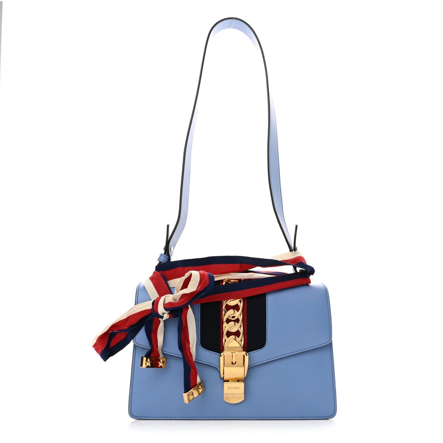 Calfskin Small Sylvie Shoulder Bag Clear Sky Blue