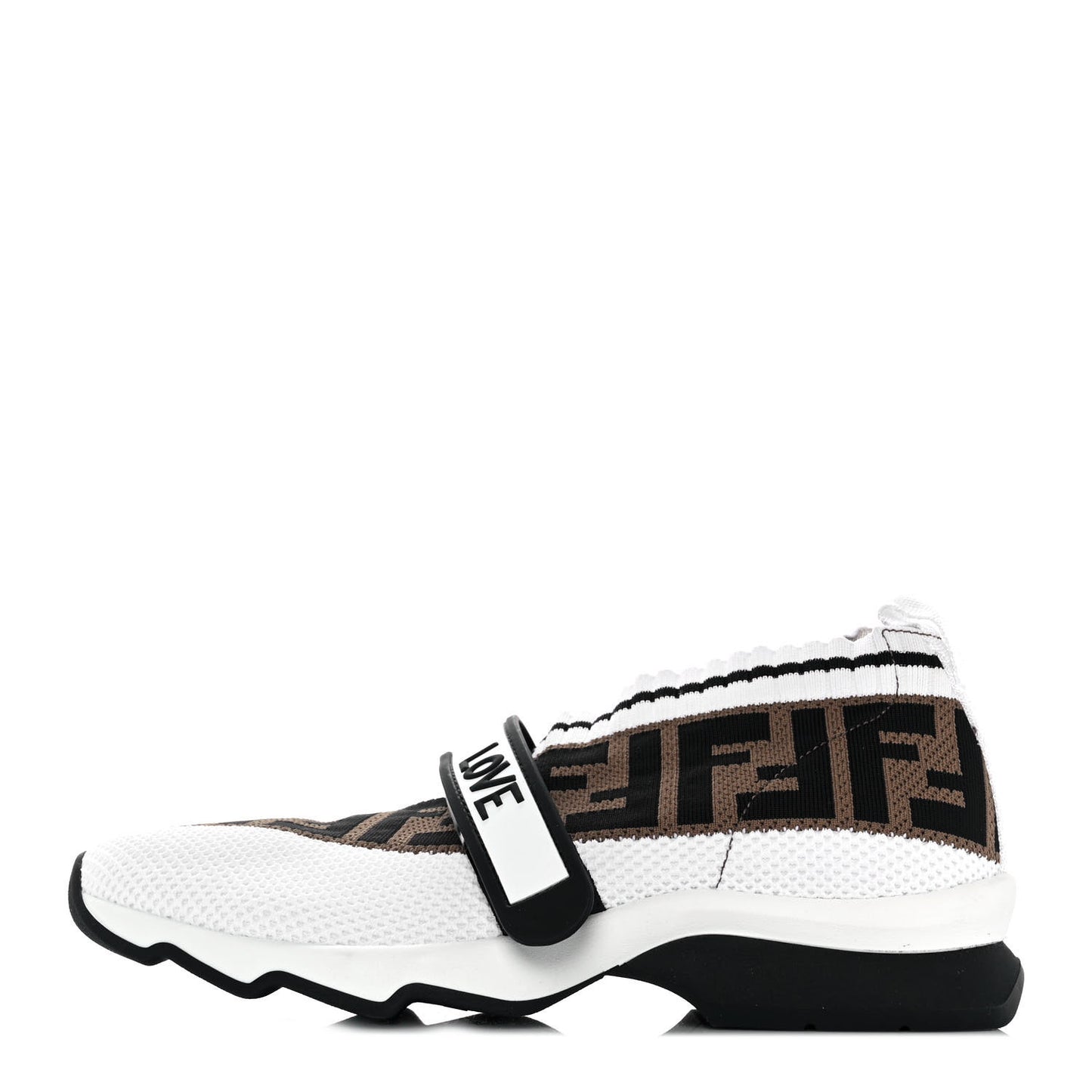 Stretch Yarn FF Stiff Band Rockoko Sneakers 36 White Black Tobacco