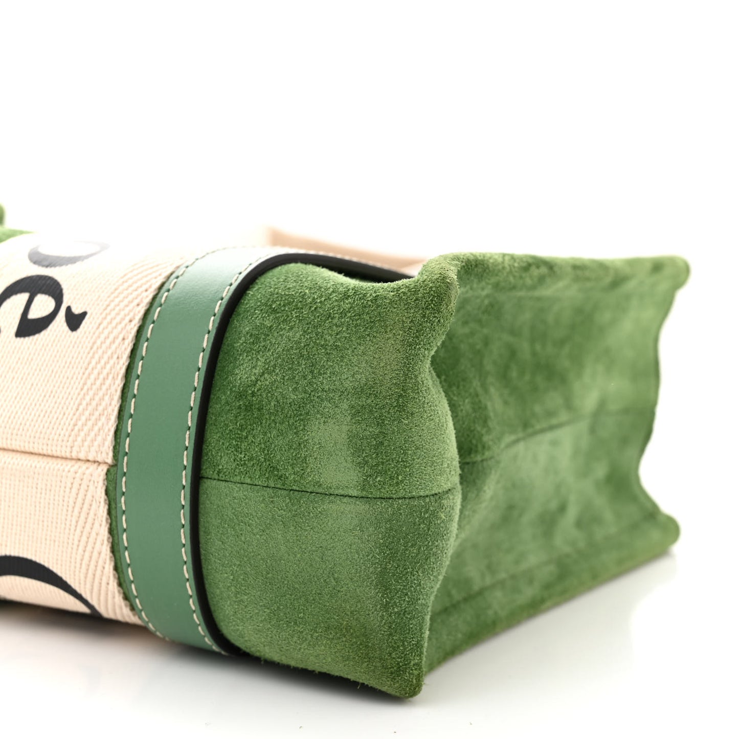 Suede Calfskin Small Woody Ribbon Tote Bright Green