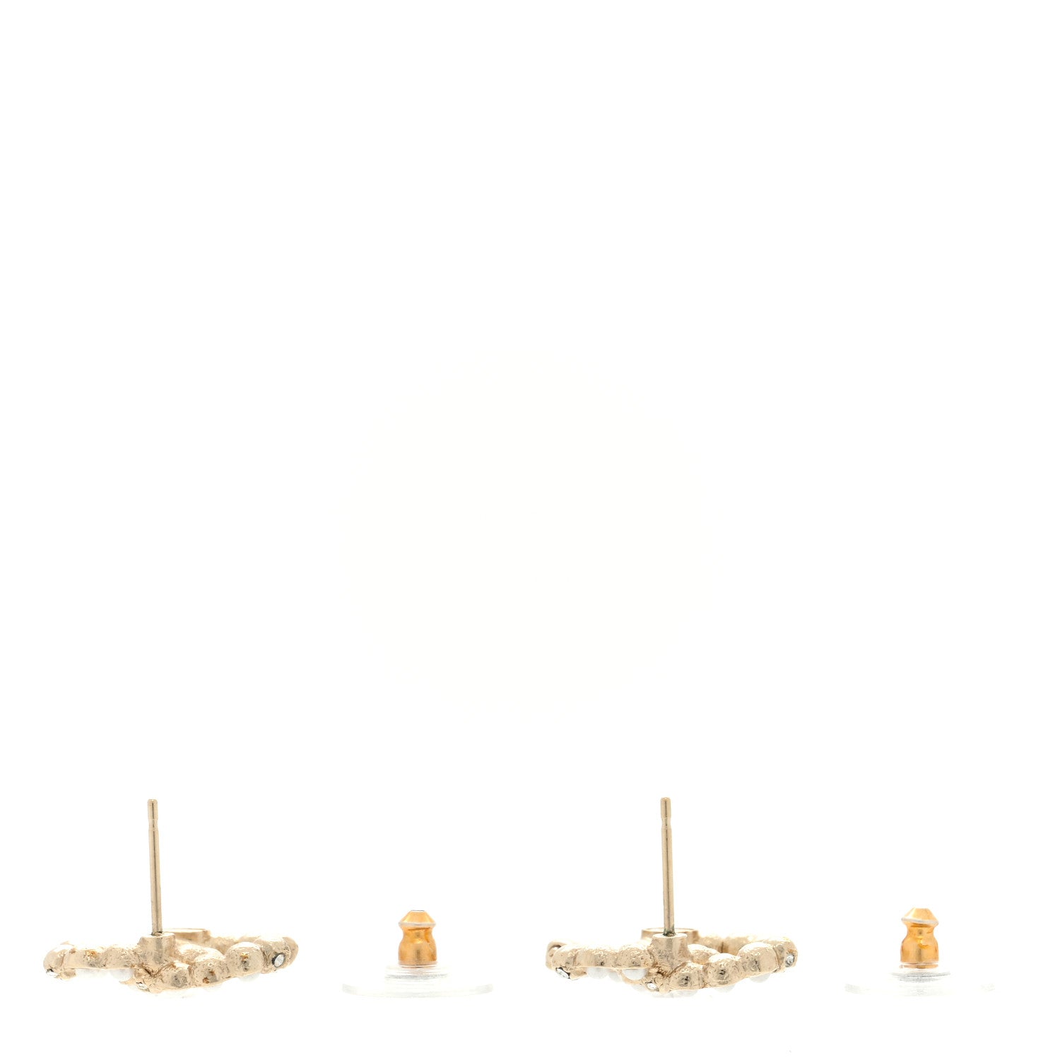 Chanel Pearl Crystal CC Earrings Gold 2 of 3
