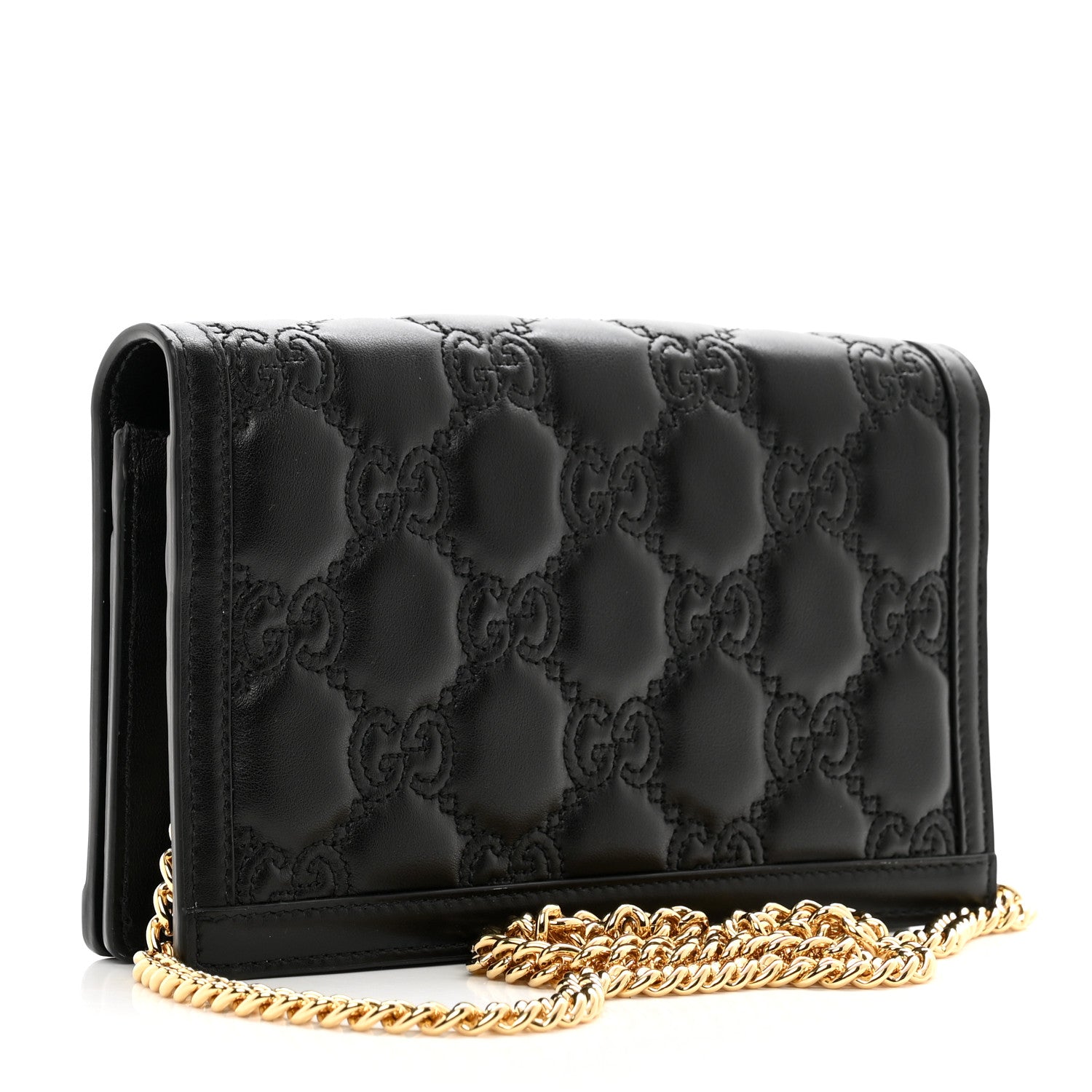 Gucci Calfskin GG Matelasse Chain Wallet Black 3 of 9