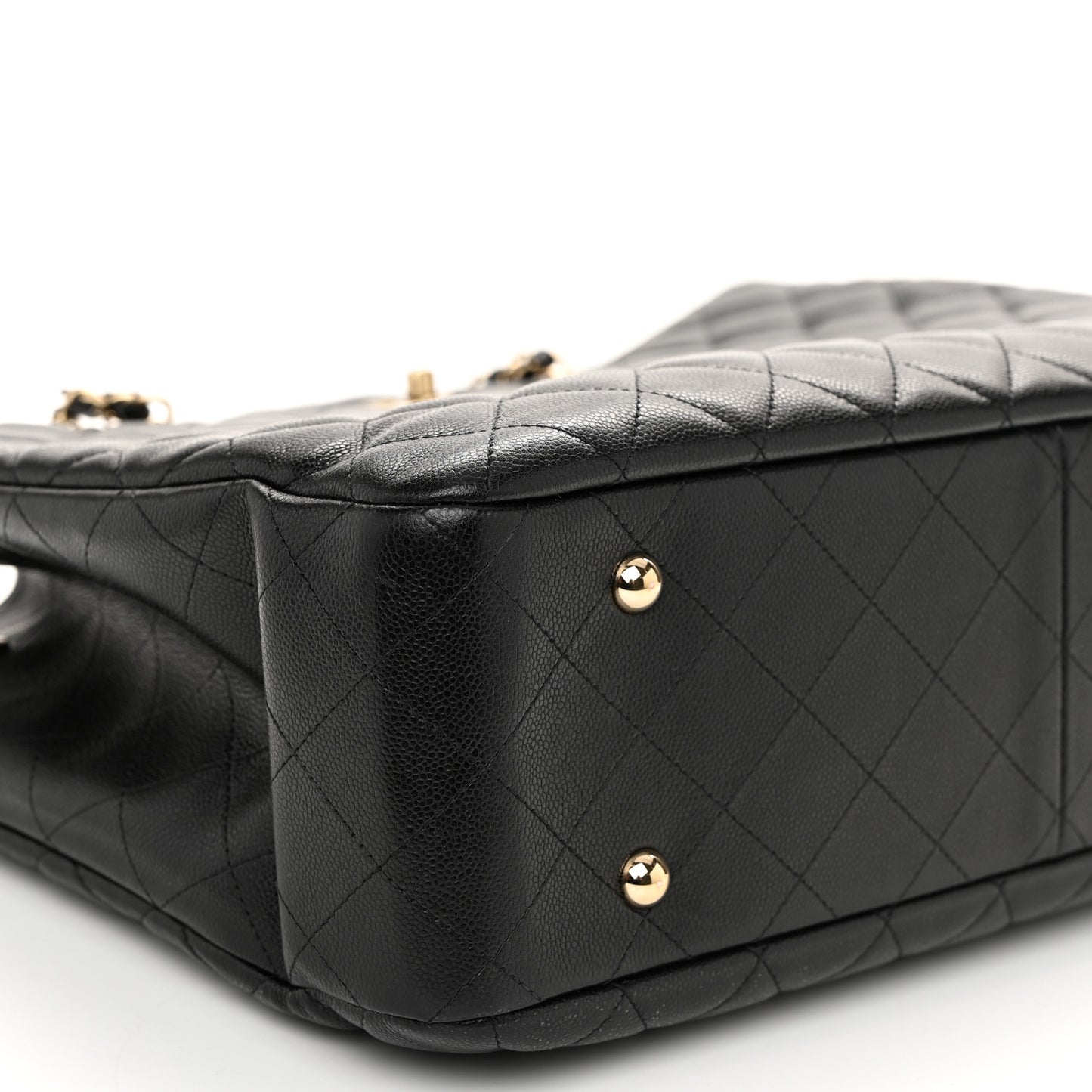 Caviar Quilted Large Classic Shopping Tote Black