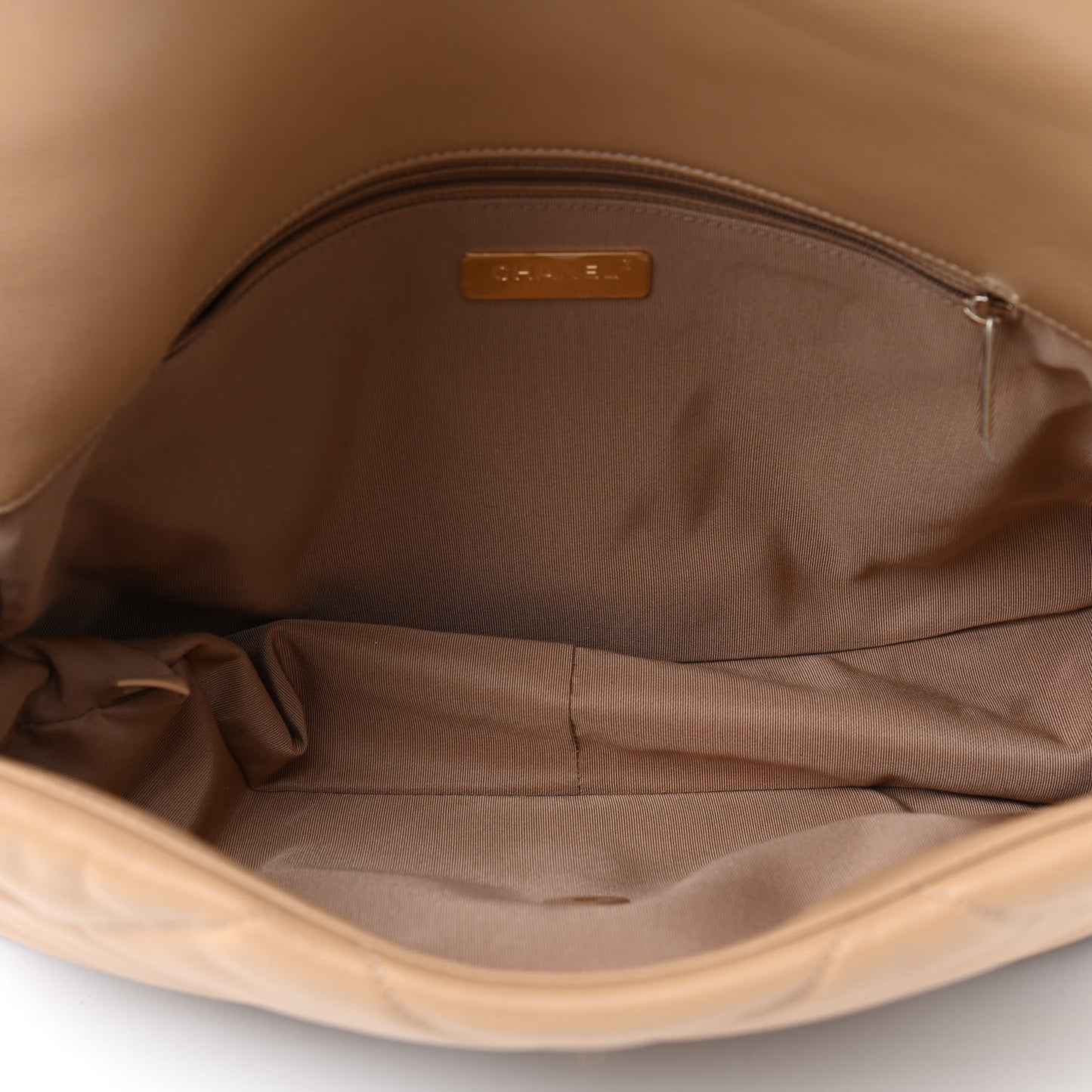 Lambskin Quilted Maxi Chanel 19 Flap Beige