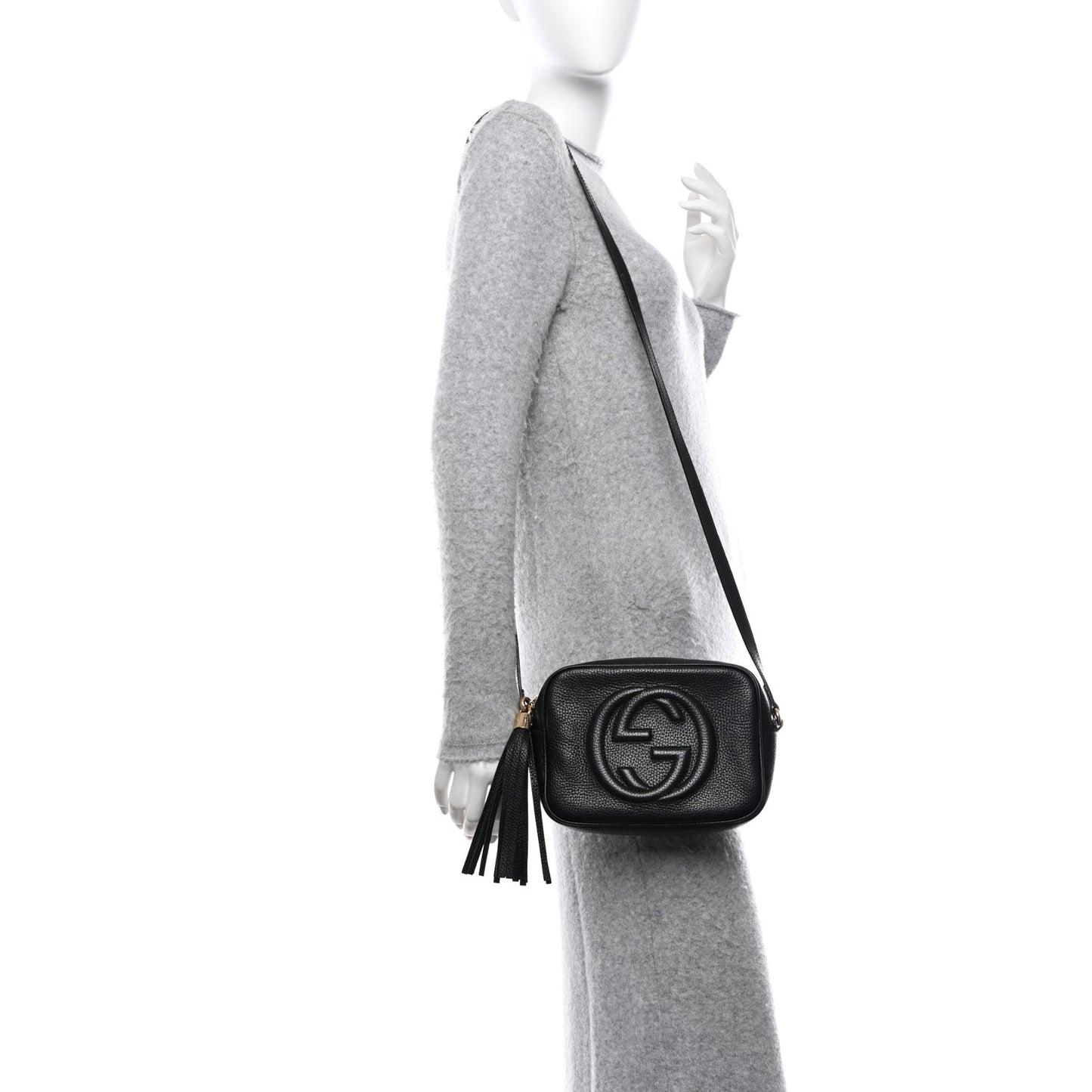 Pebbled Calfskin Small Soho Disco Bag Black