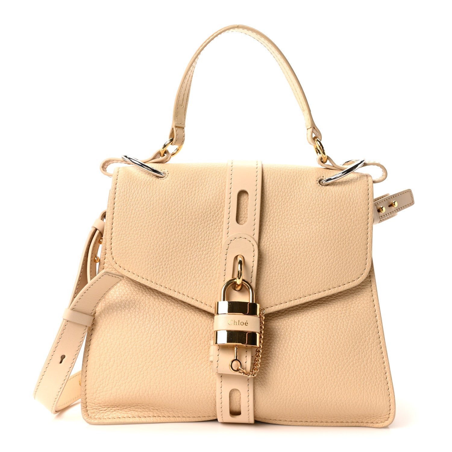 Chloe Beige Leather Backpack with Gold Accents Chloe Suede Calfskin Mini Faye Backpack Off White 1775517  main image 4