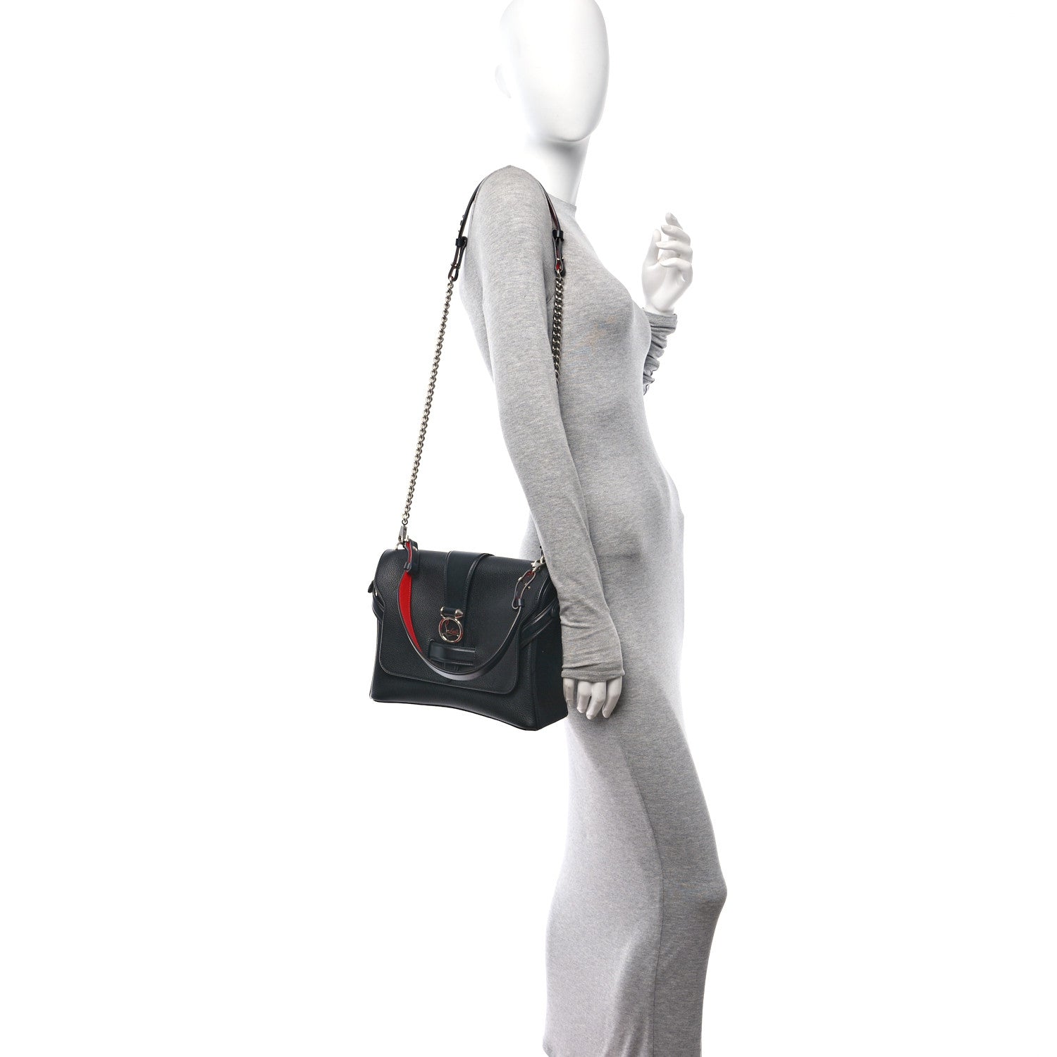 Christian Louboutin Pebbled Calfskin Medium Rubylou Shoulder Bag Black 2 of 9