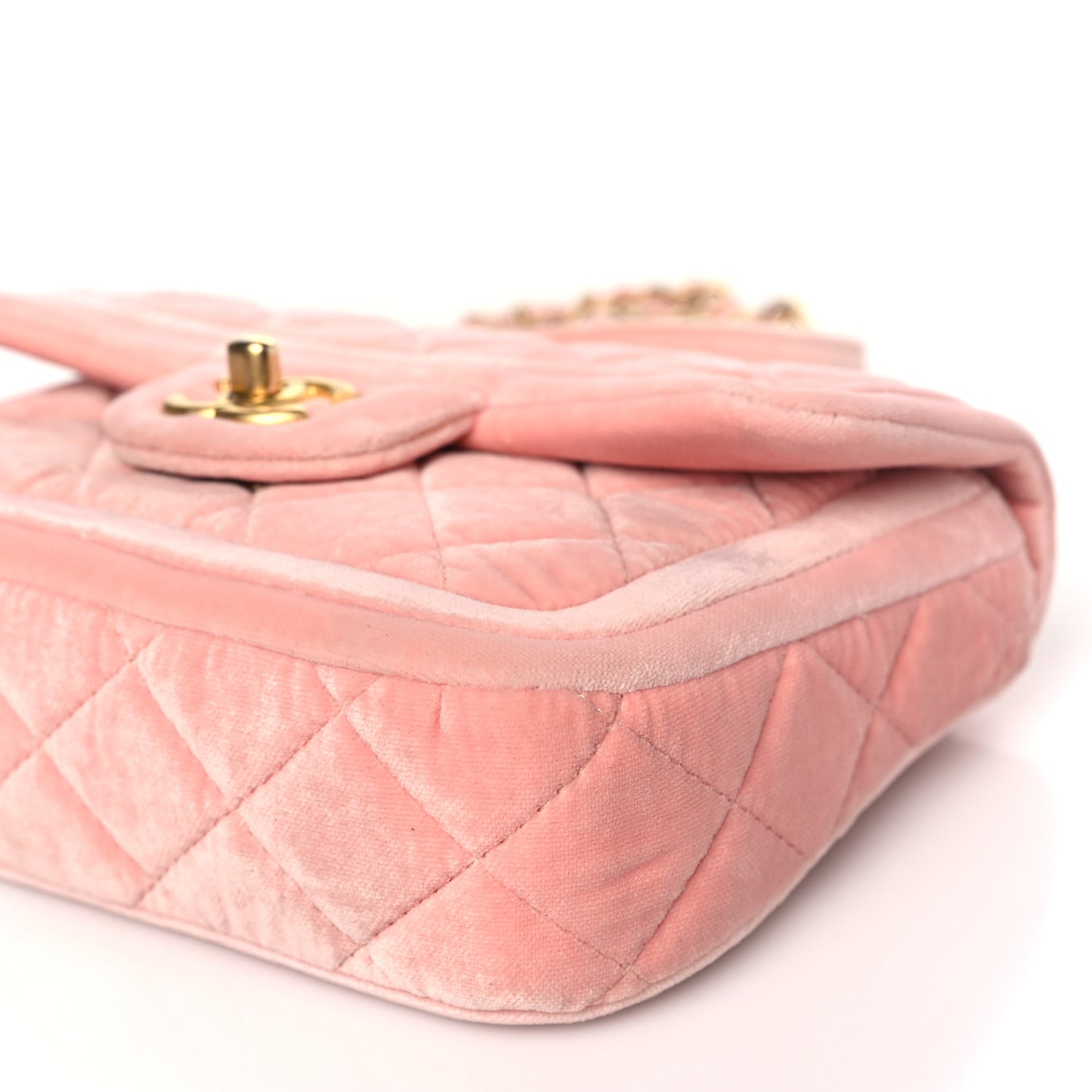 Velour Quilted Mini Double Frame Flap Rose