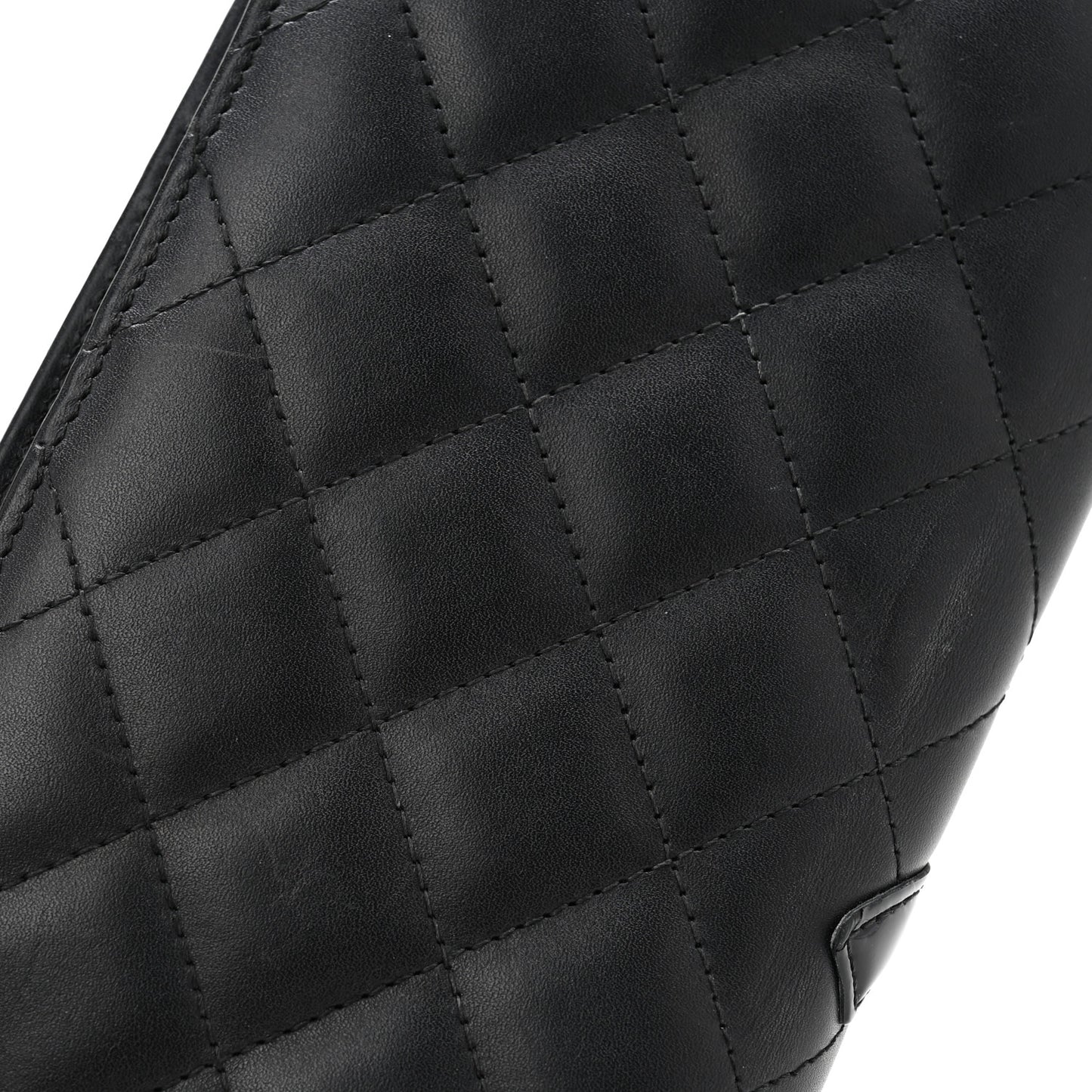 Calfskin Quilted Cambon Yen Wallet Black