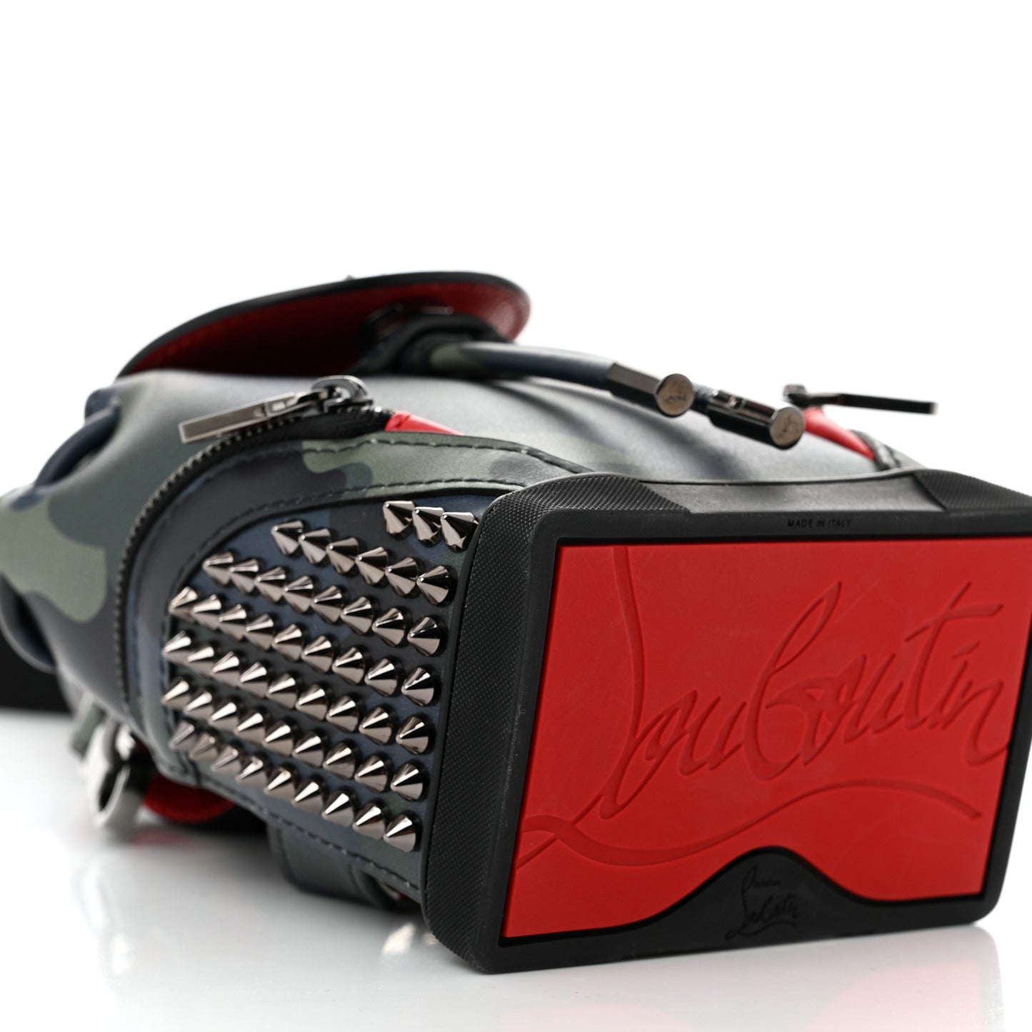 Calfskin Spiked Camouflage Mini Explorafunk Keyring Bag Multicolor