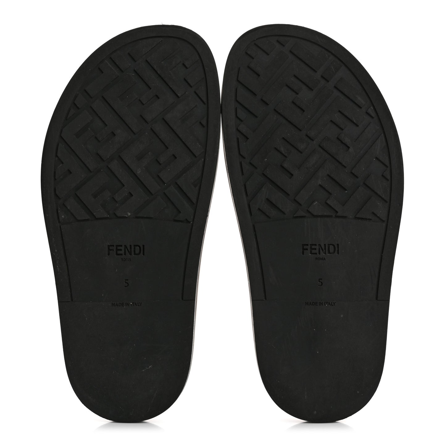 Fabric Jacquard Nappa FF Mens Fendi Feel Buckled Slide Sandals 5 Tobacco Black Miele Scuro