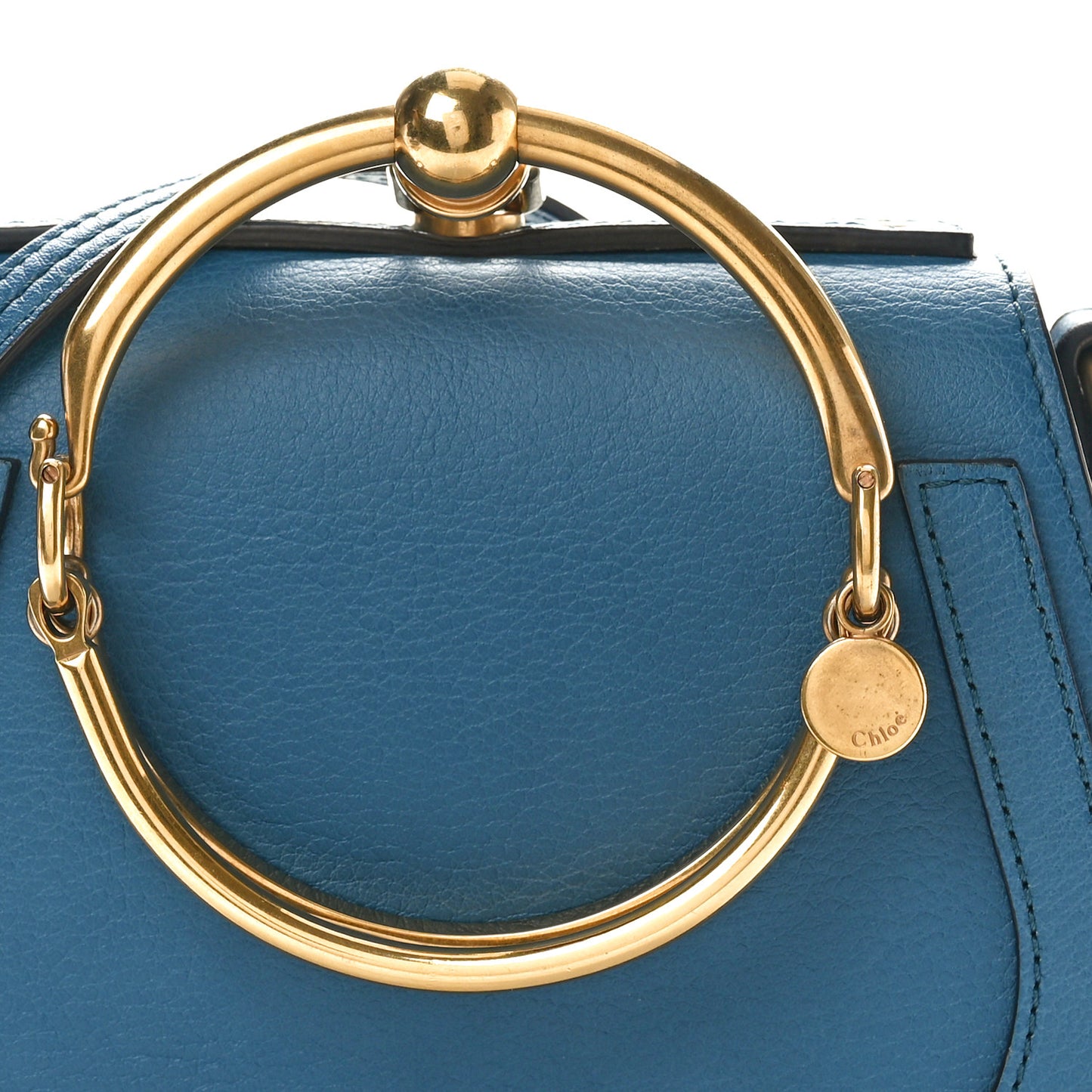 Calfskin Suede Small Nile Bracelet Bag Vinyl Blue