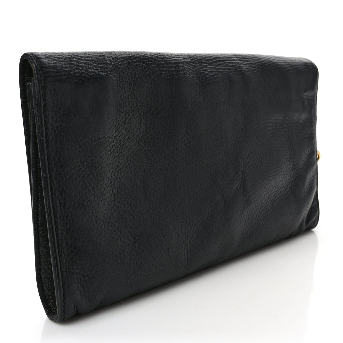Pebbled Calfskin Medium Soho Clutch Black