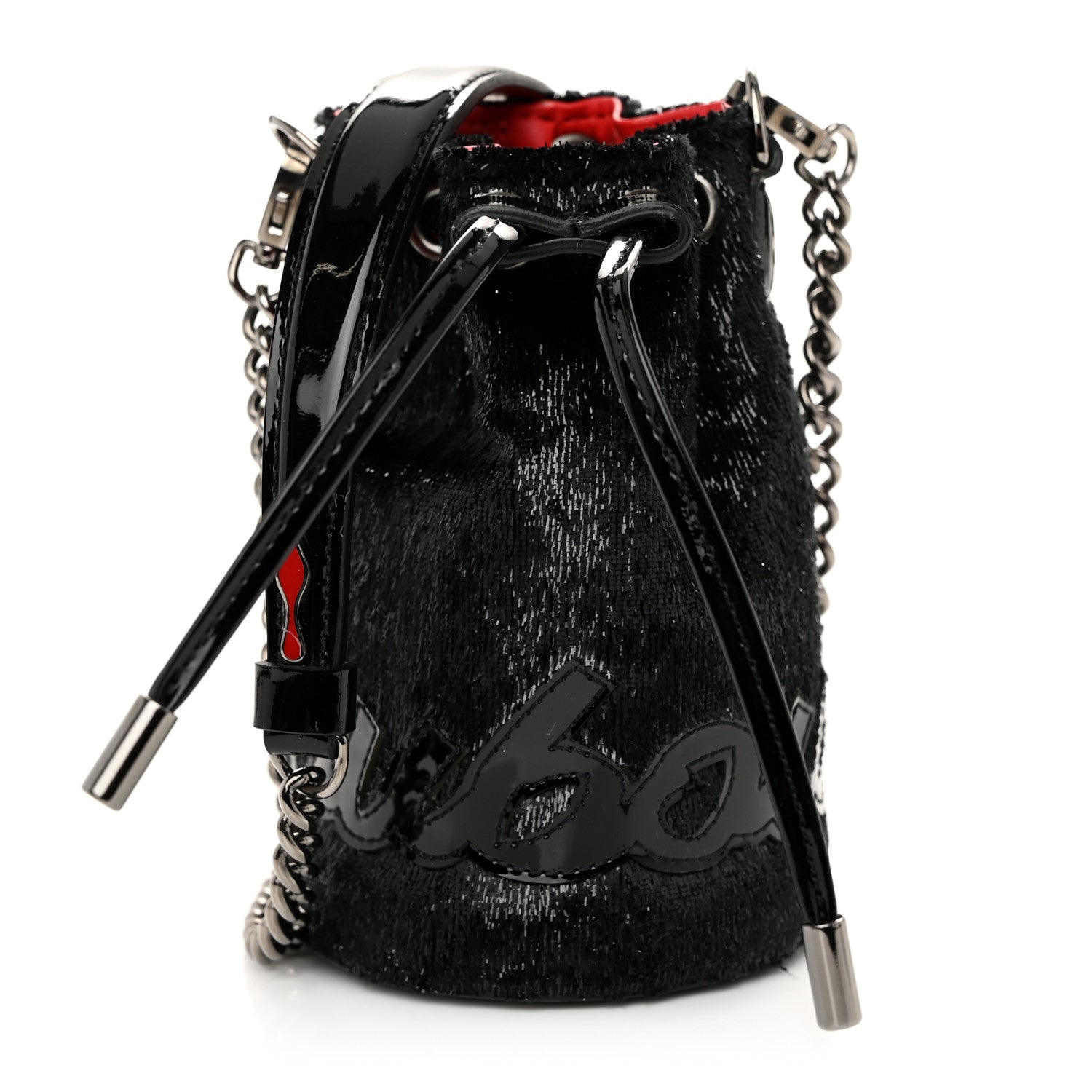 Christian Louboutin Metallic Sequin Mini Marie Jane Bucket Bag Black 1 of 9