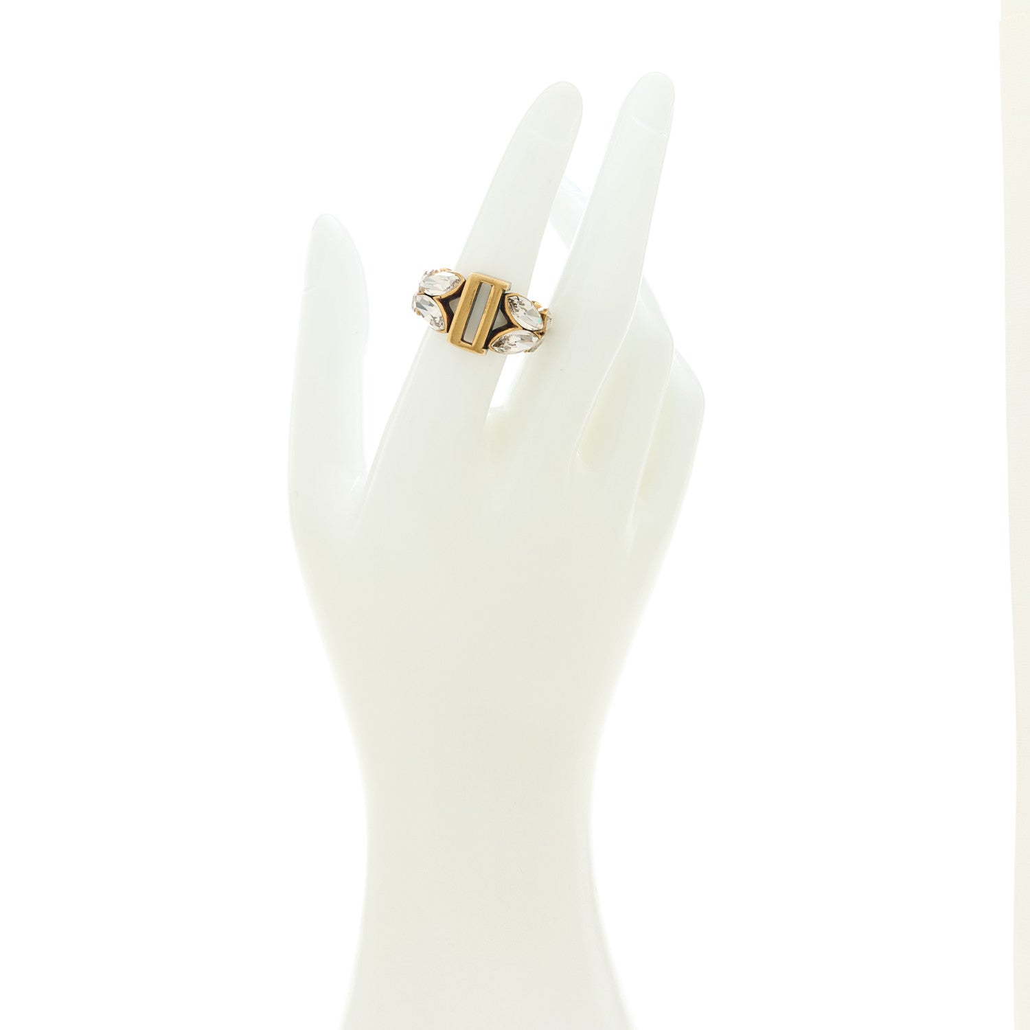 Christian Dior Metal Crystal D DIO(R)EVOLUTION Ring M Aged Gold 2 of 4