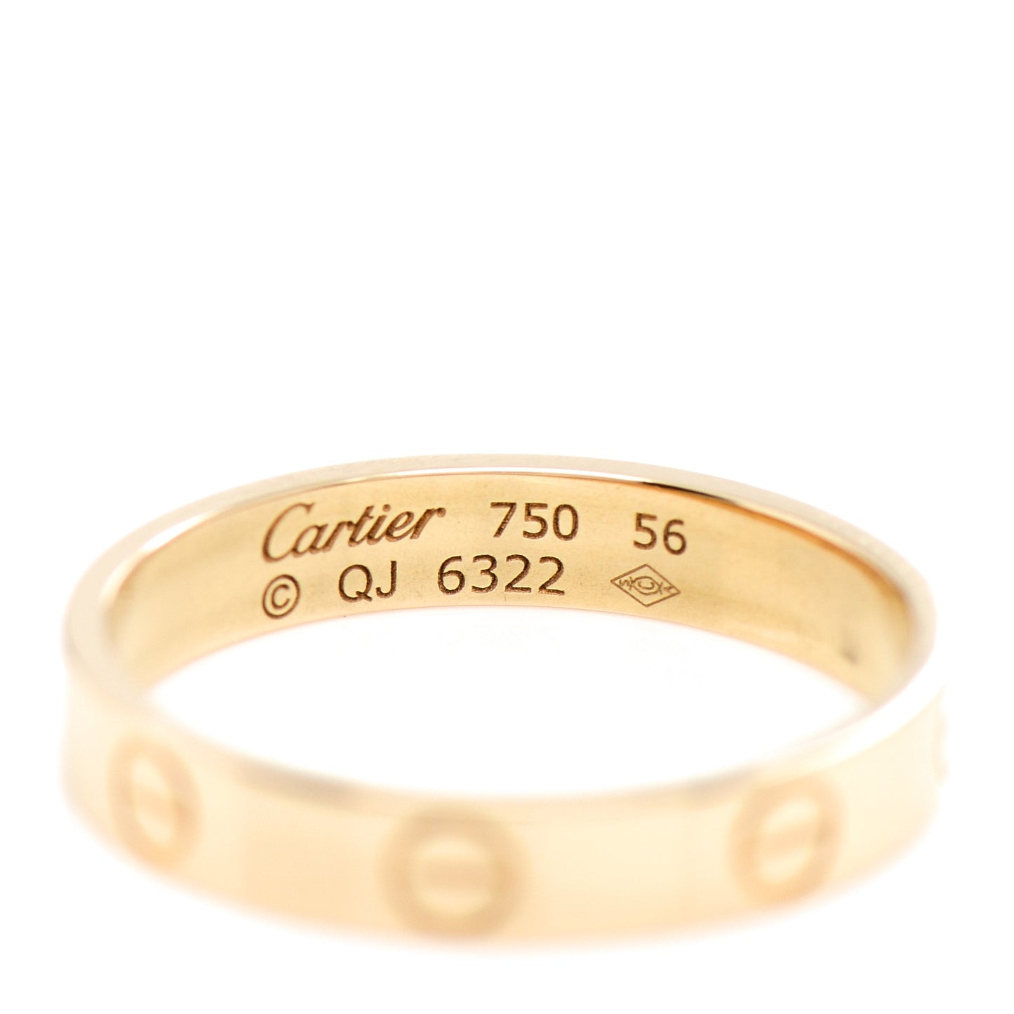 18K Yellow Gold 3.5mm LOVE Wedding Band Ring 56 7.5