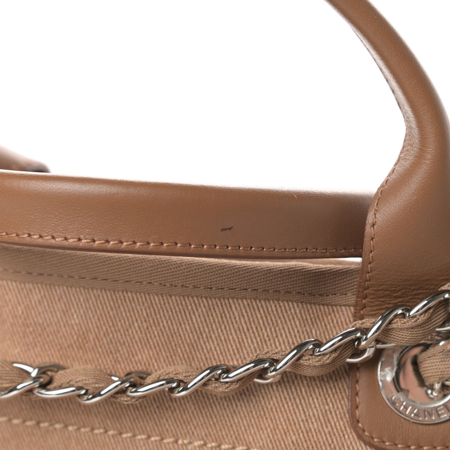 Canvas Sequin Medium Deauville Tote Ecru