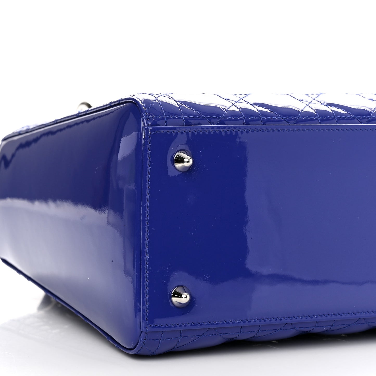 Patent Cannage Medium Lady Dior Blue