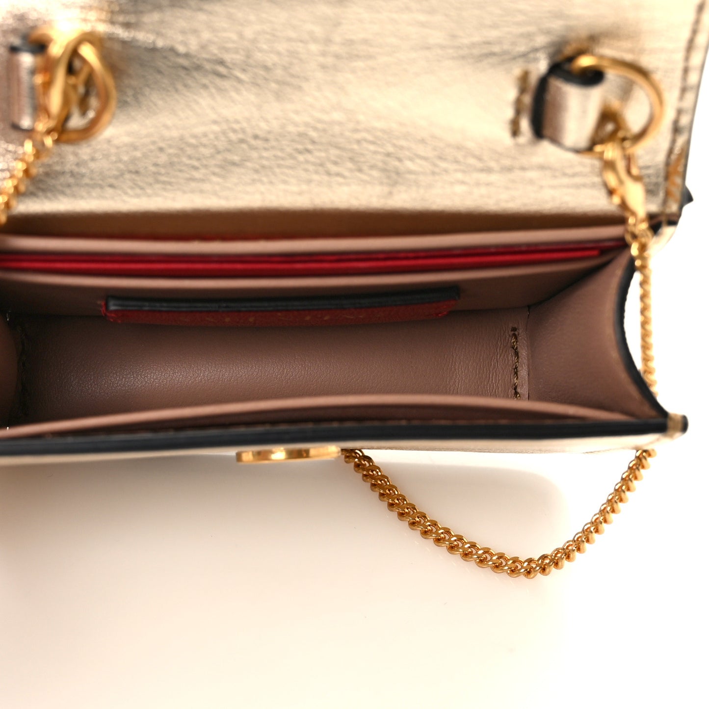 Metallic Calfskin Micro VSling Shoulder Bag Sahara