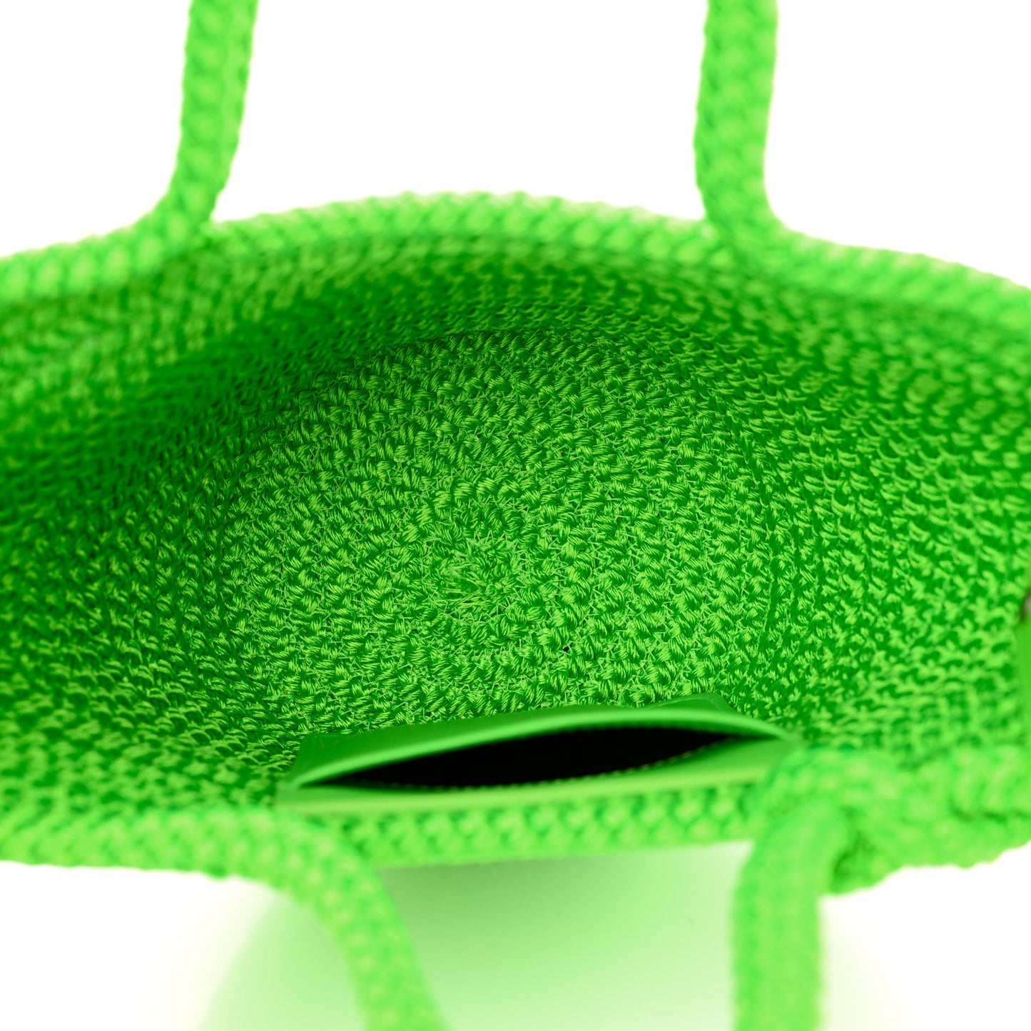 Nylon Lambskin Woven Small Ibiza Basket With Strap Green