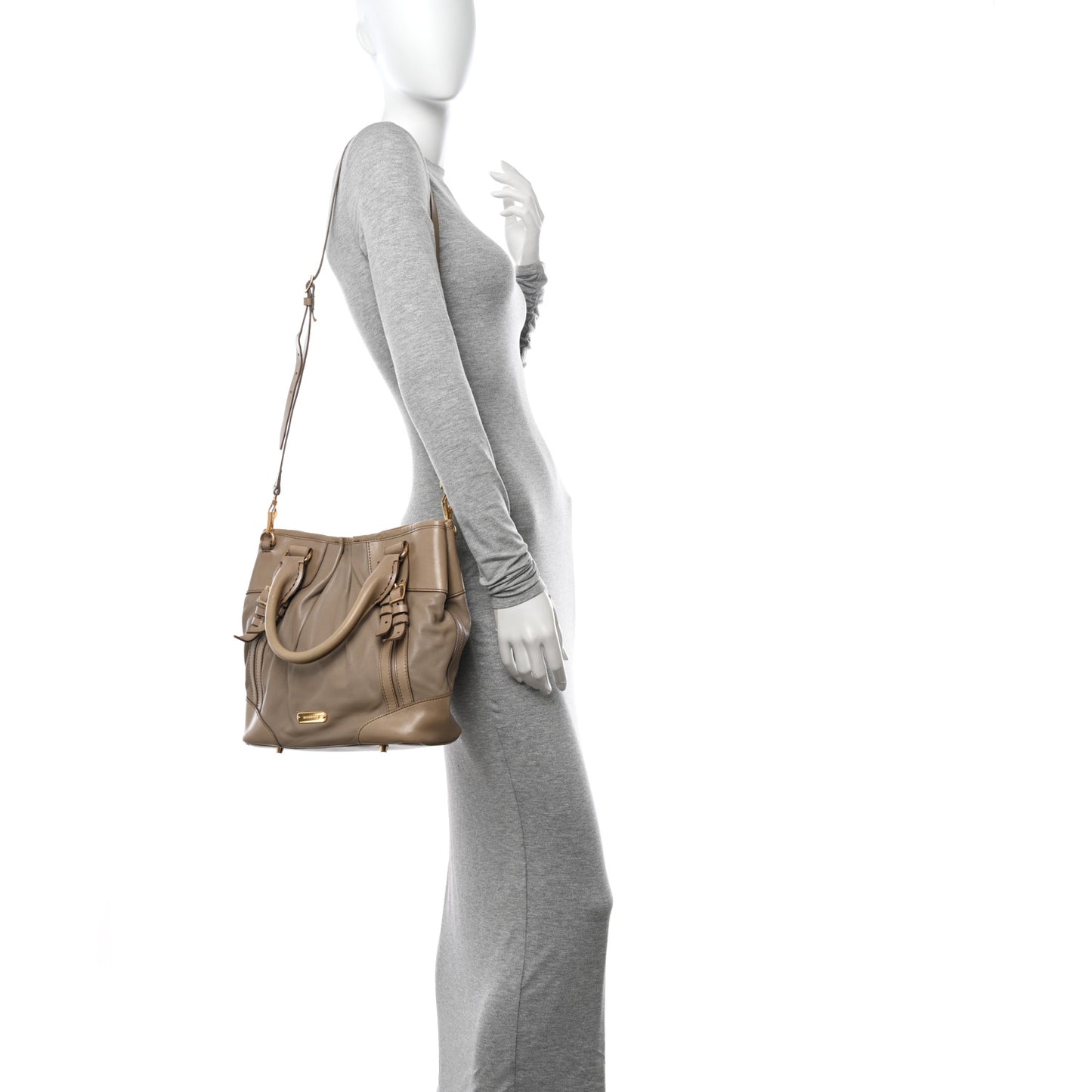 Lambskin Whipstitch Medium Tote Beige