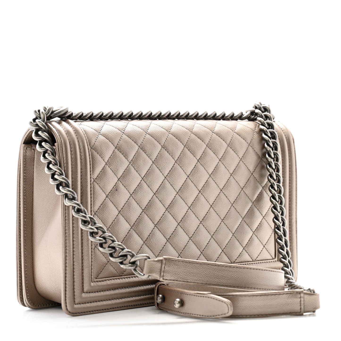 Metallic Caviar Quilted New Medium Boy Flap Copper