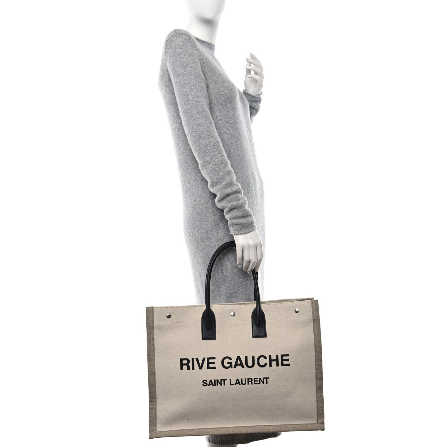 Linen Calfskin Rive Gauche Tote Optic White