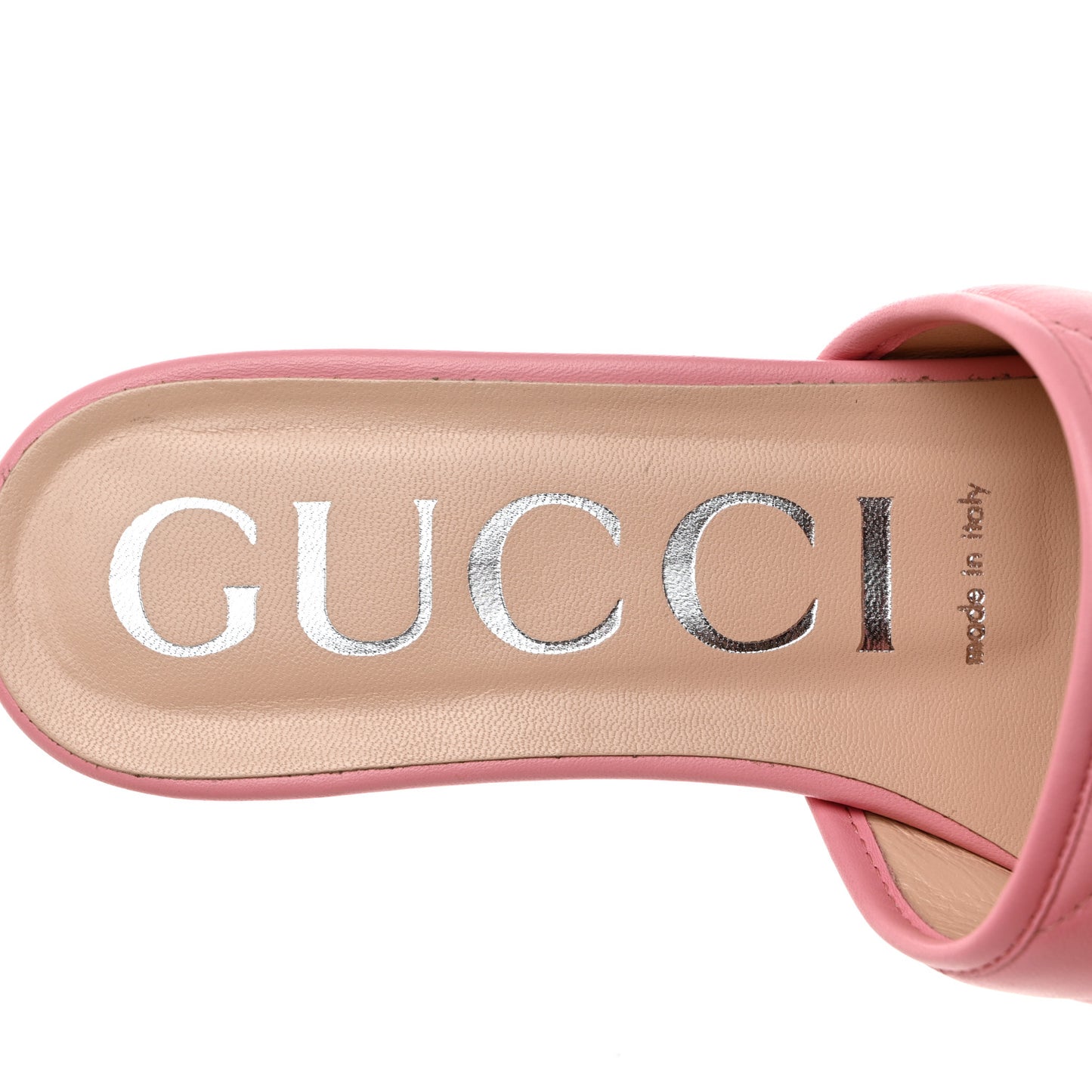 Nappa Matelasse GG Marmont Flat Slide Sandals 37.5 Wild Rose