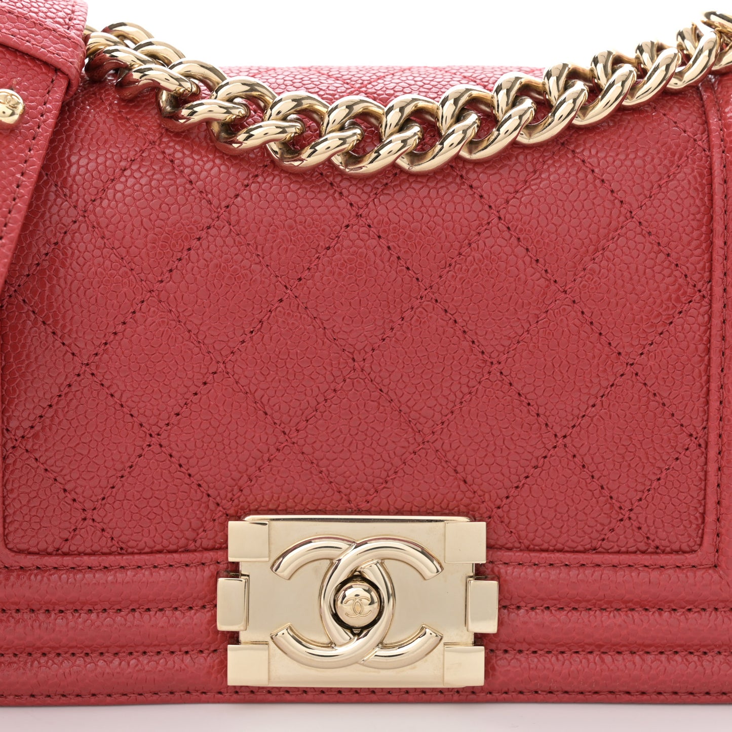 Caviar Quilted Small Boy Flap Red