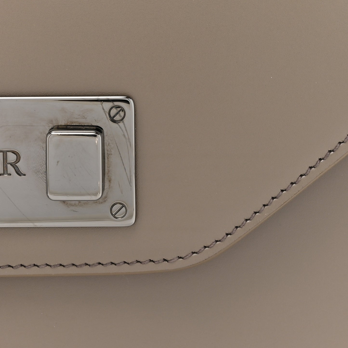 Smooth Calfskin Lock Messenger Bag Beige