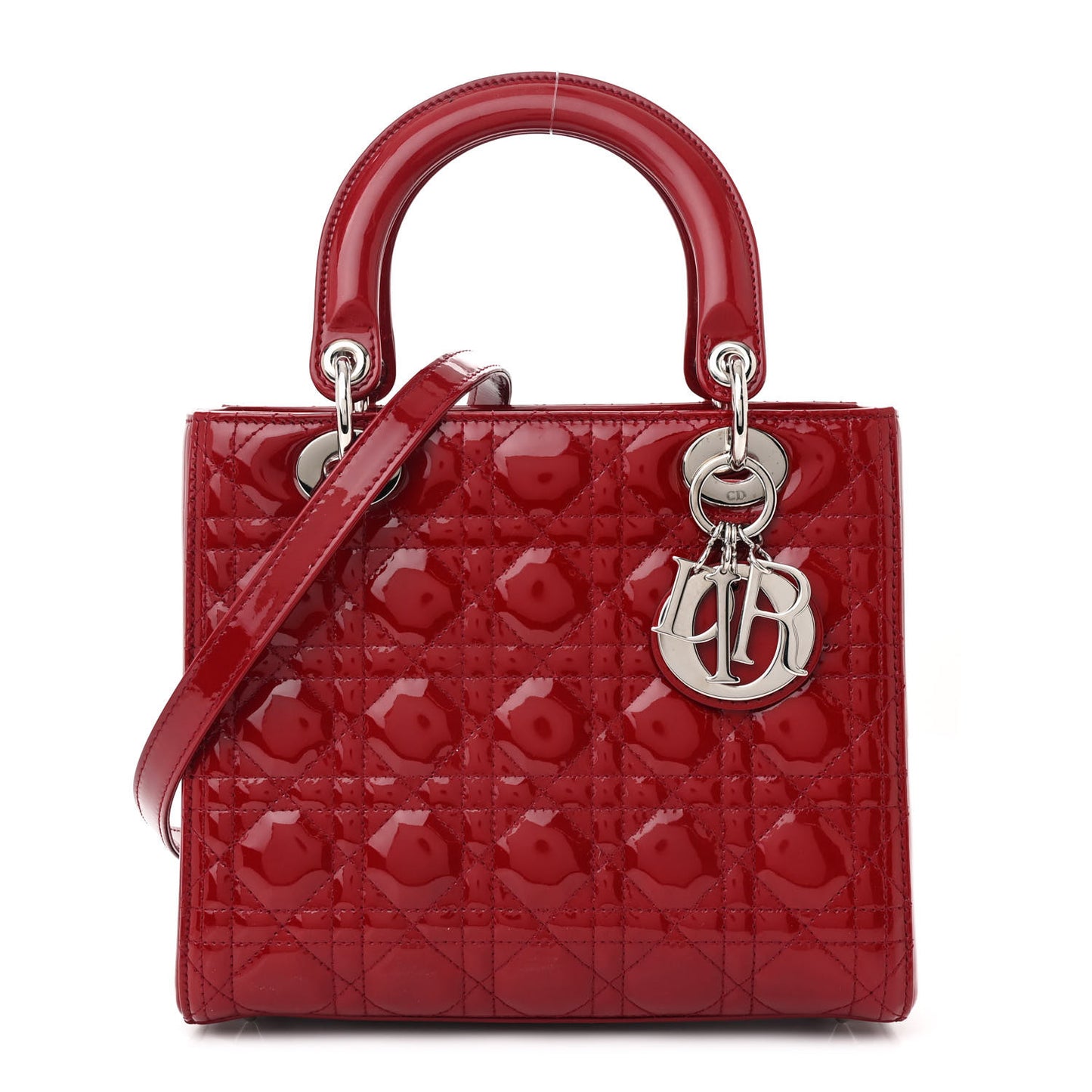 Patent Cannage Medium Lady Dior Red
