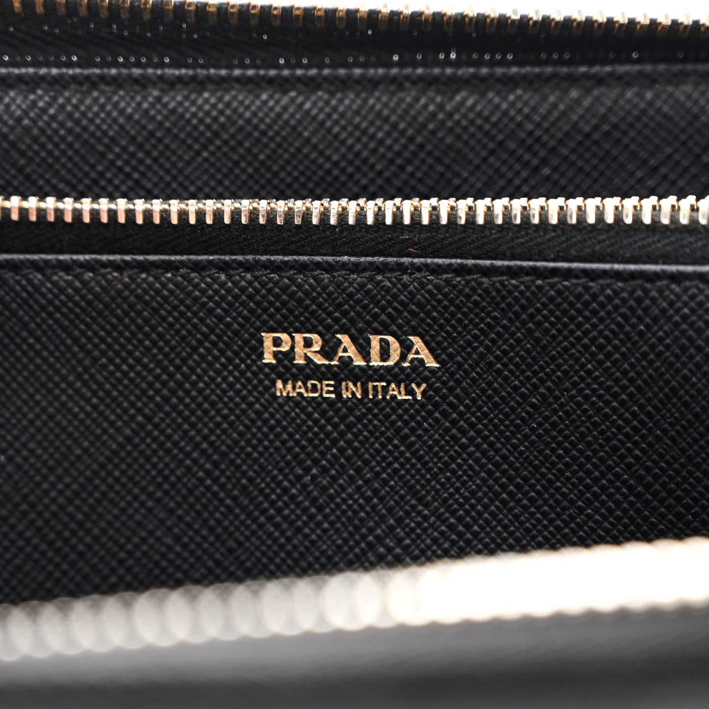 Saffiano Metal Zip Around Wallet Black