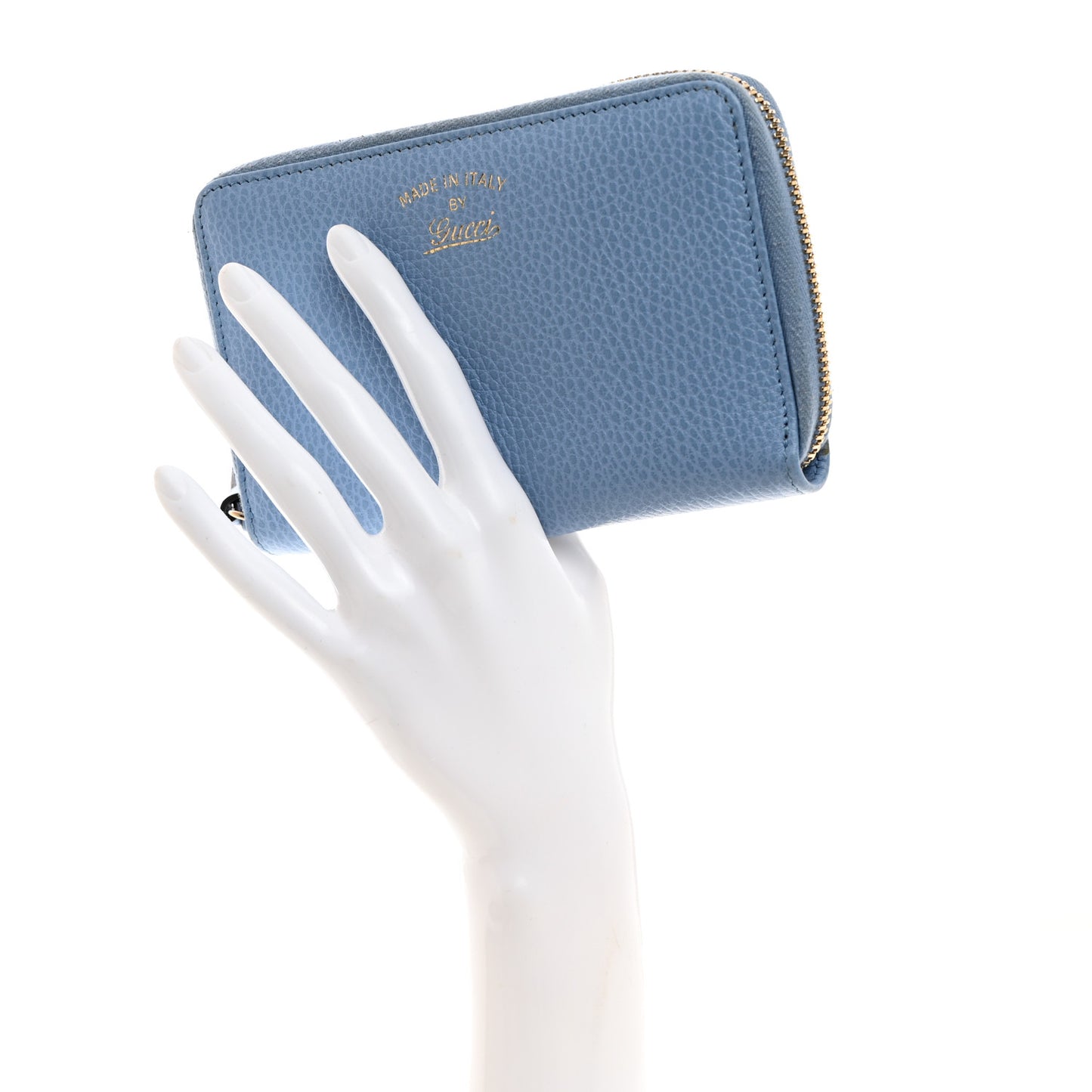 Dollar Calfskin Medium Swing Zip Around Wallet Light Blue