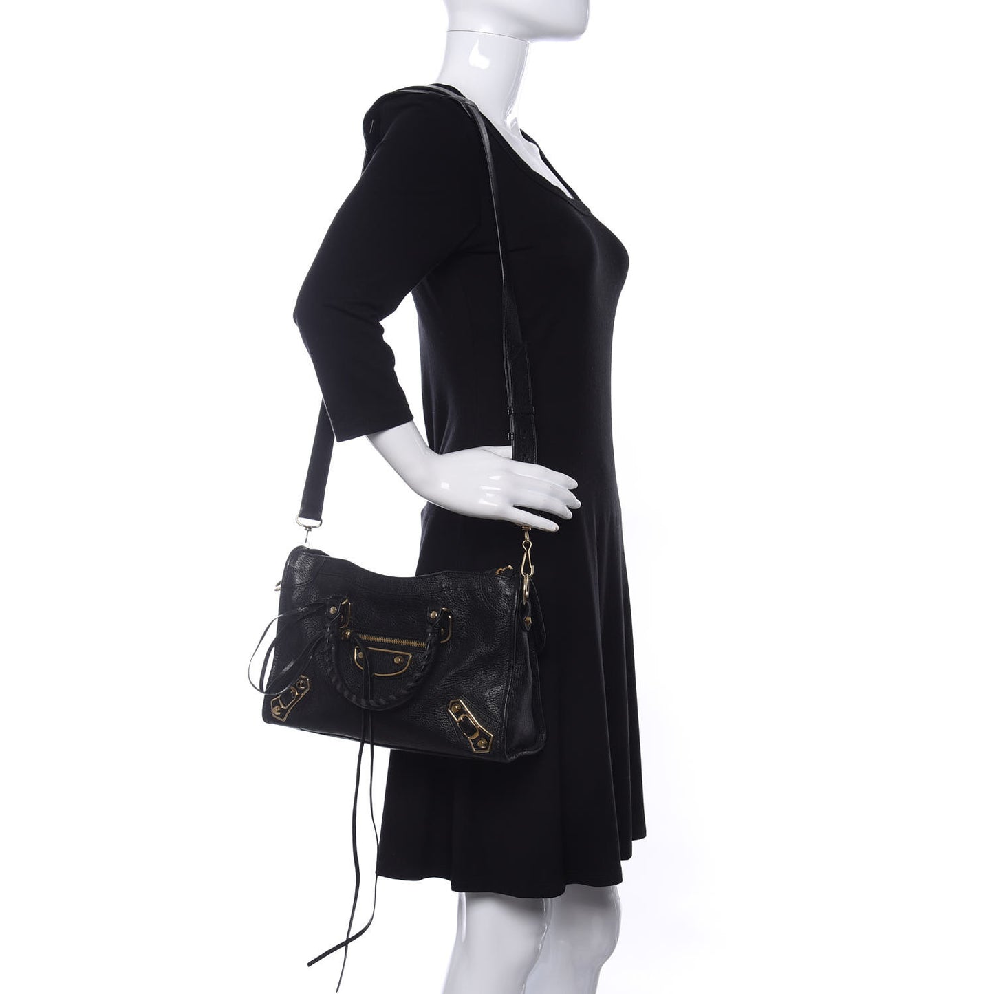 Chevre Gold Metallic Edge Hardware S City Black