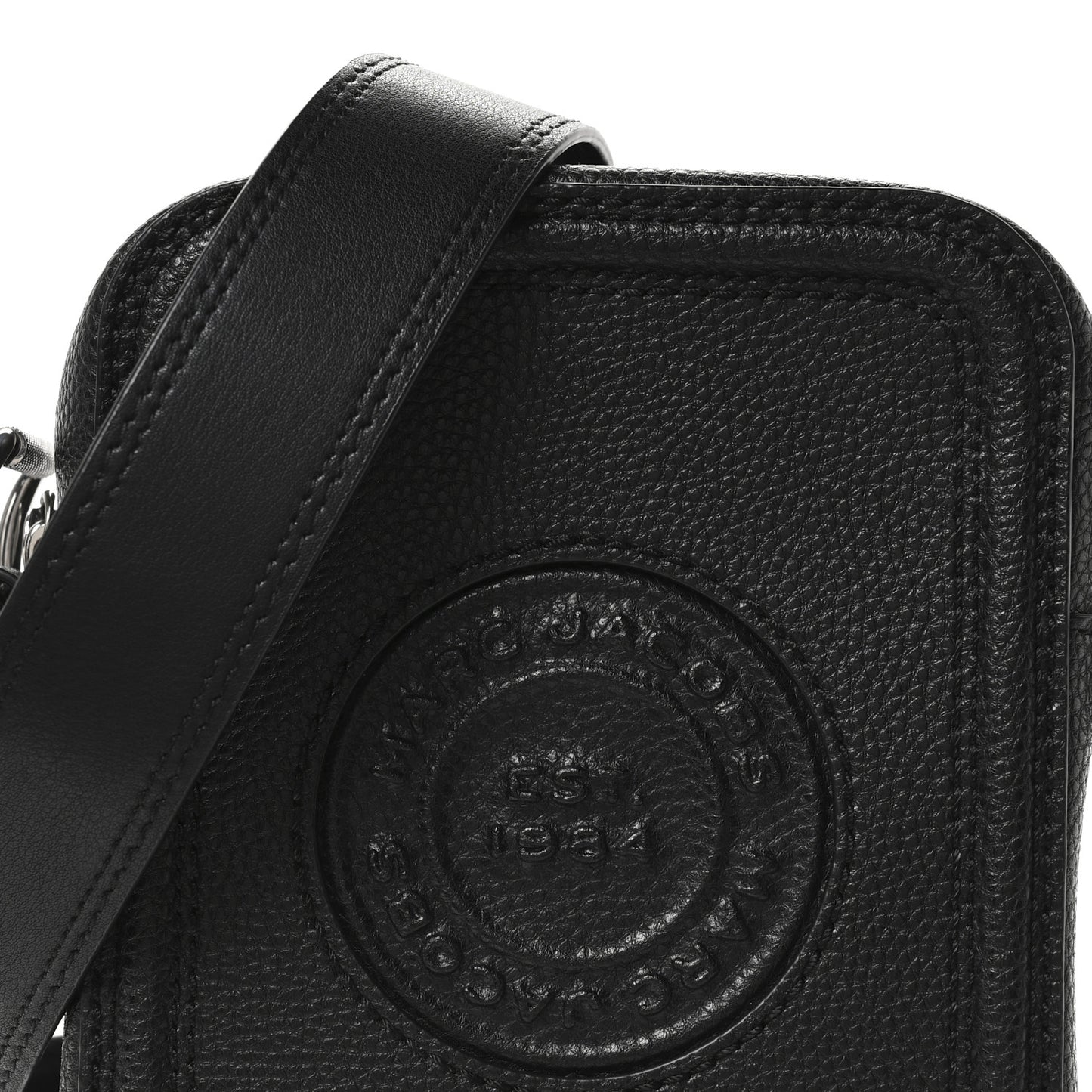 Calfskin Signet Stitched Crossbody Bag Black
