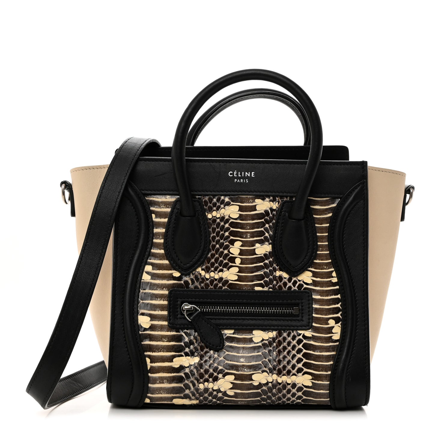 Watersnake Calfskin Nano Tri-Color Luggage Black