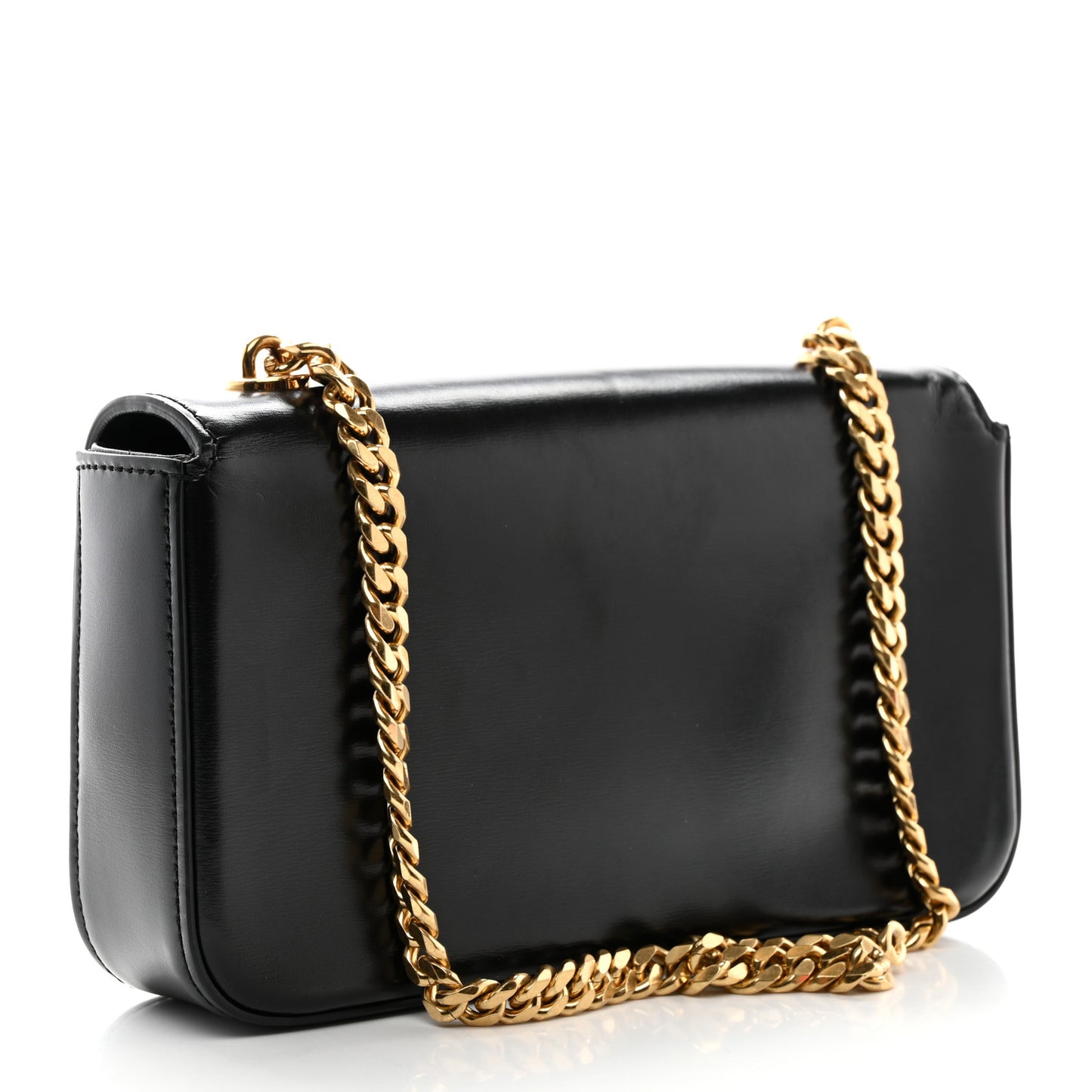 Shiny Calfskin Triomphe Chain Shoulder Bag Black