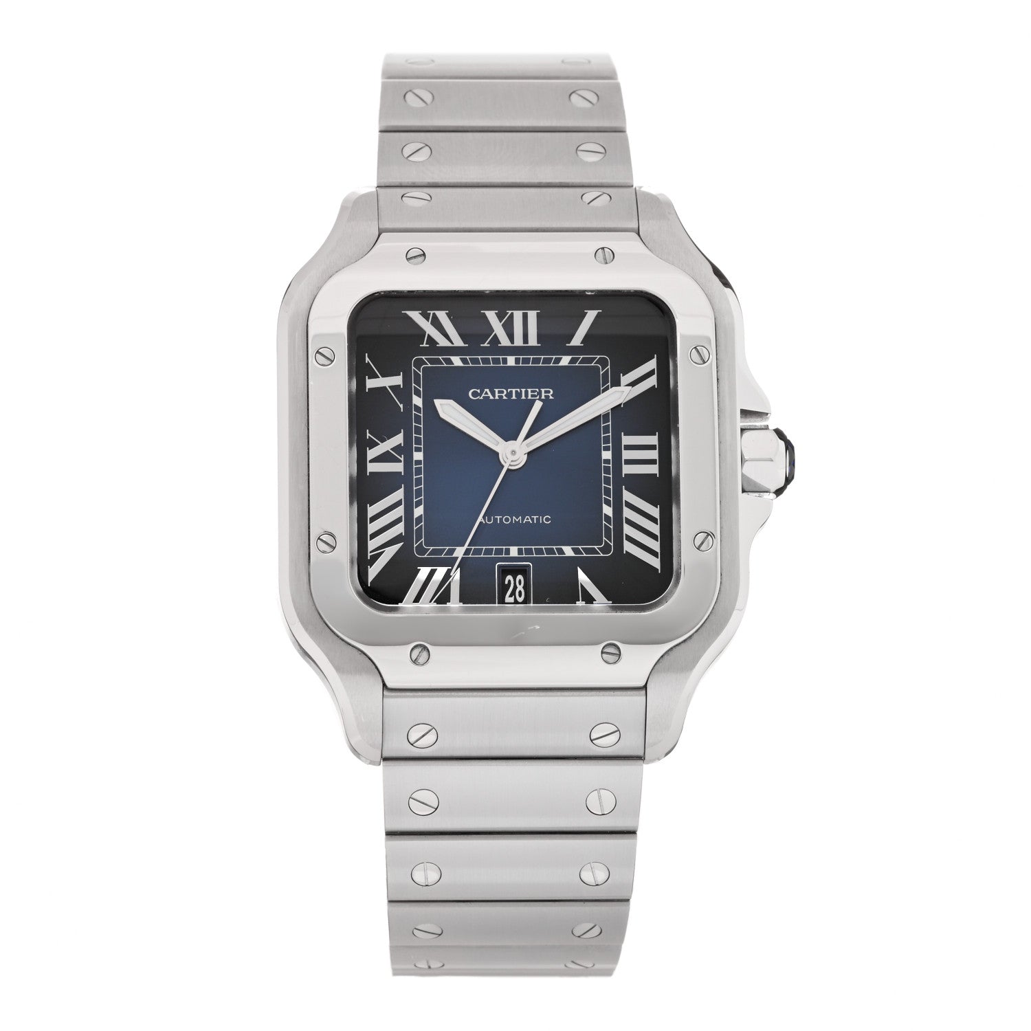 Cartier Stainless Steel 39.8mm Santos De Cartier Automatic Watch Blue 1 of 5