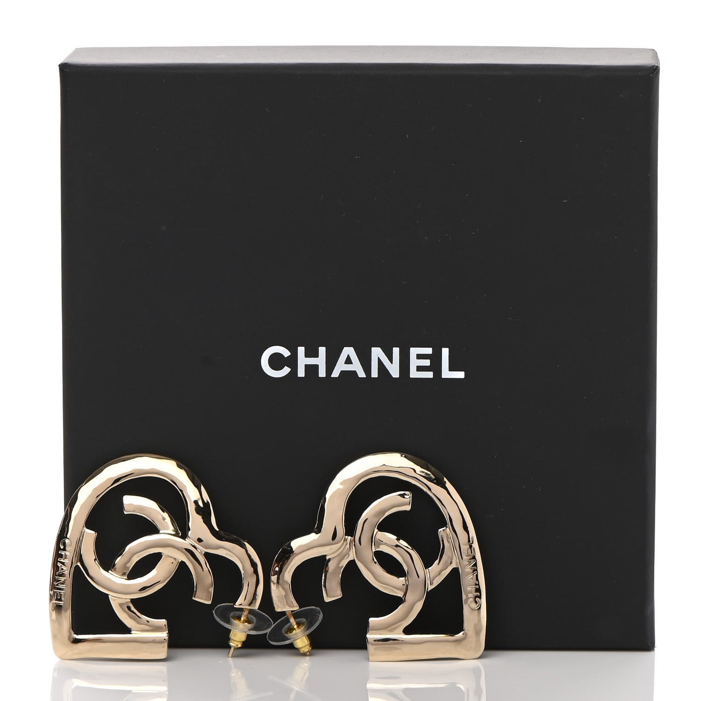 Metal CC Heart Coco In Love Hoop Earrings Gold