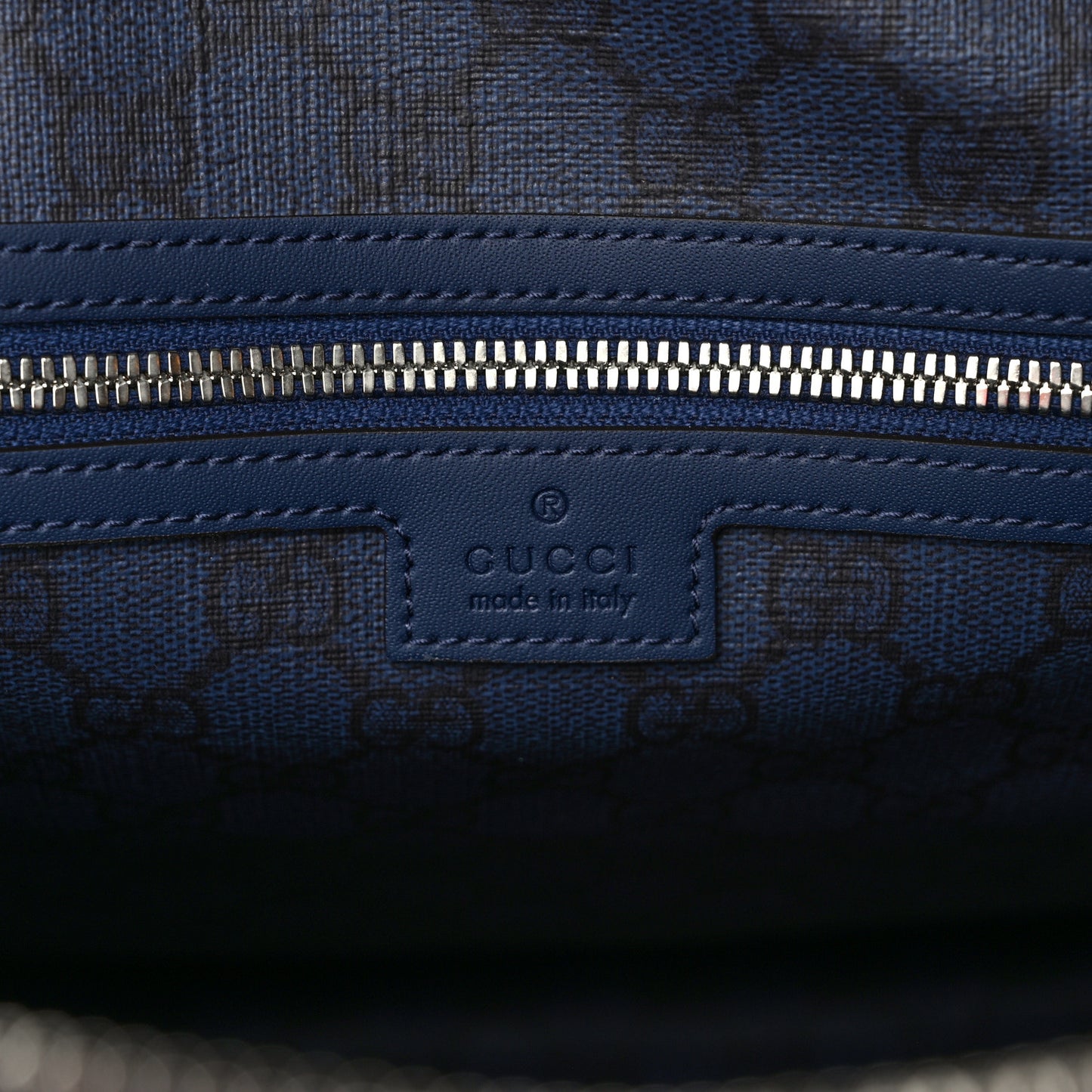 Canvas Calfskin Gucci Print Logo Large Duffle Bag Blue