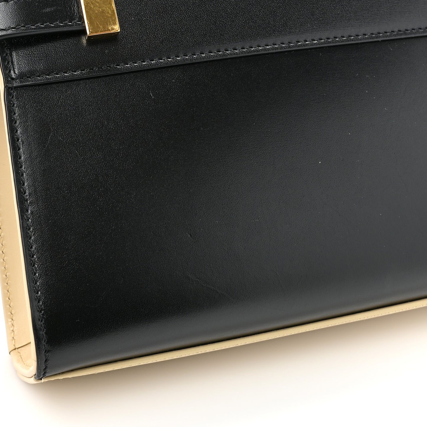 SAINT LAURENT Smooth Calfskin Manhattan Shoulder Bag Black Beige